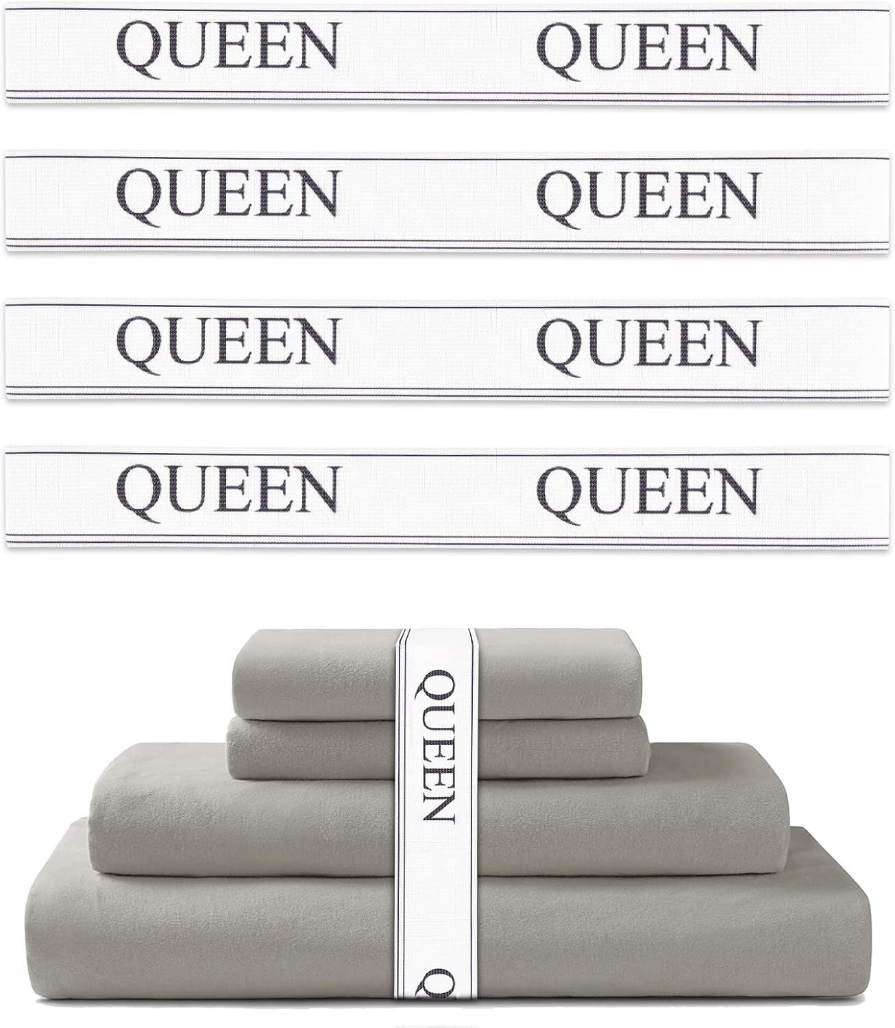 Monalife Elastic Sheet Bands - 4 Pack Queen Sheet Keepers for Organization