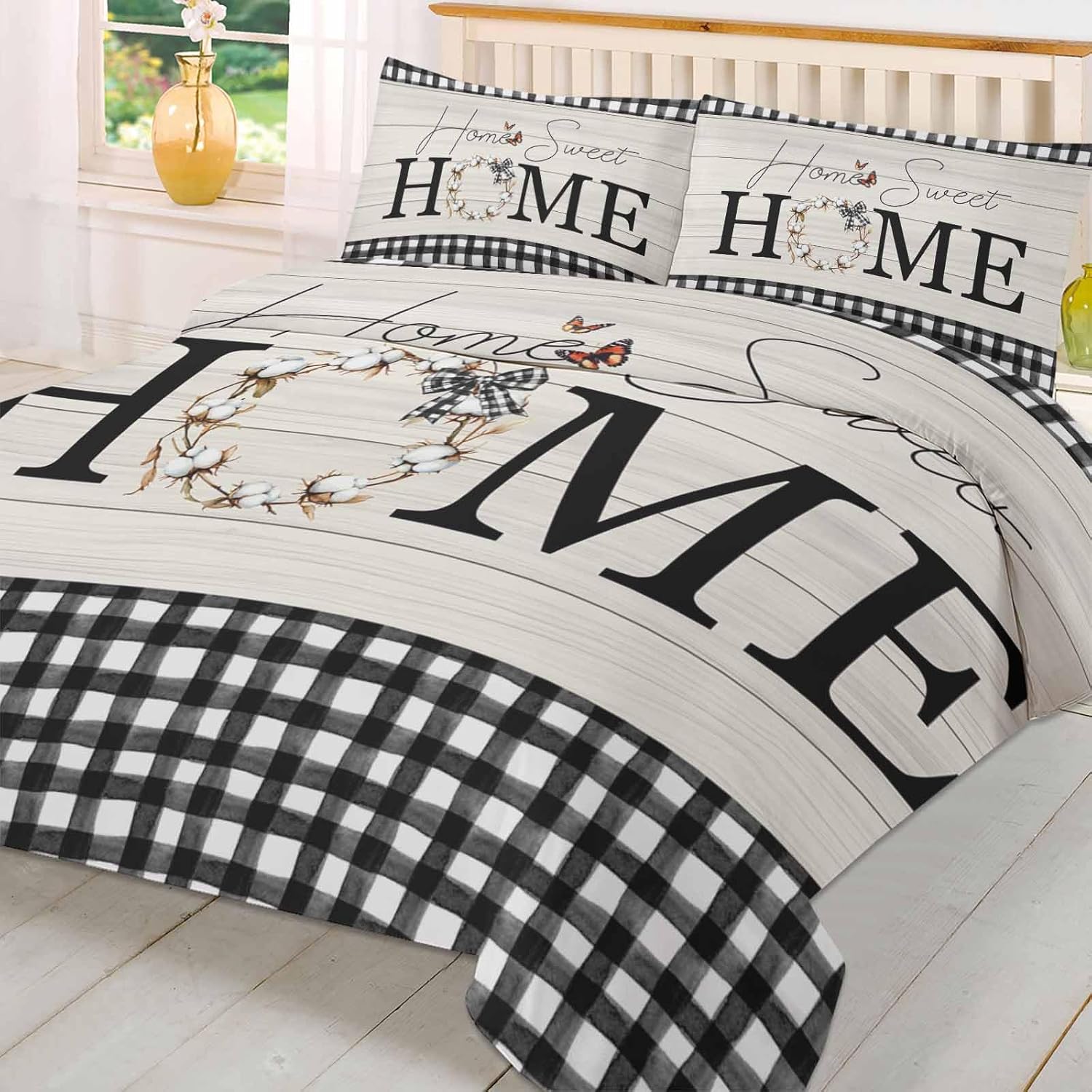 Boanket 3 Piece Farmhouse Bedding Set with Zipper Closure