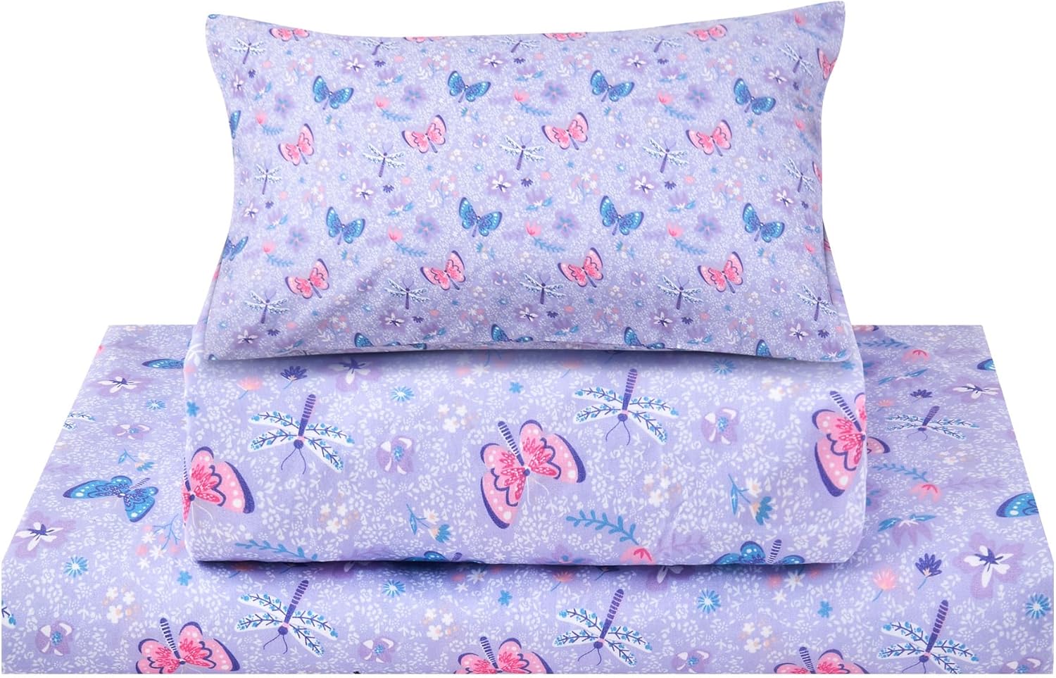 Kids Sheet Set Twin Size 3 Pcs Floral Butterfly Pattern