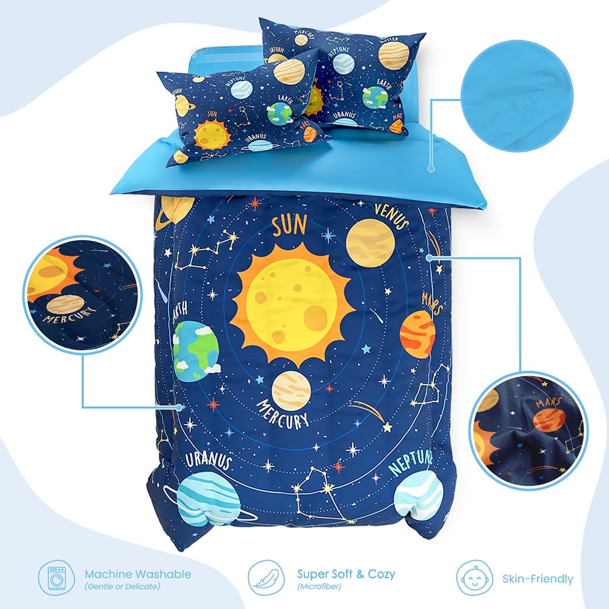 SANDJEST Solar System Duvet Set Twin for Kids