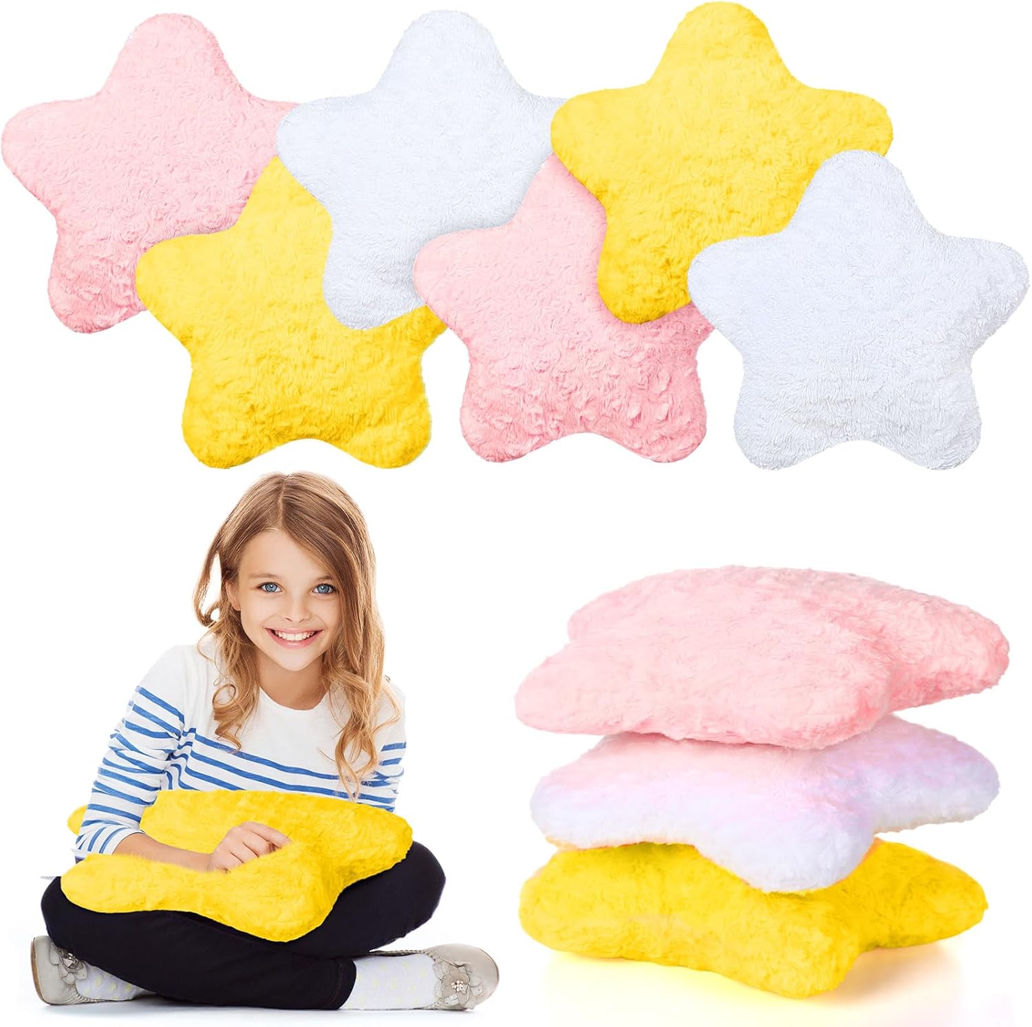 Yousoontic 6 Pcs Shaped Star Throw Pillows for Kids
