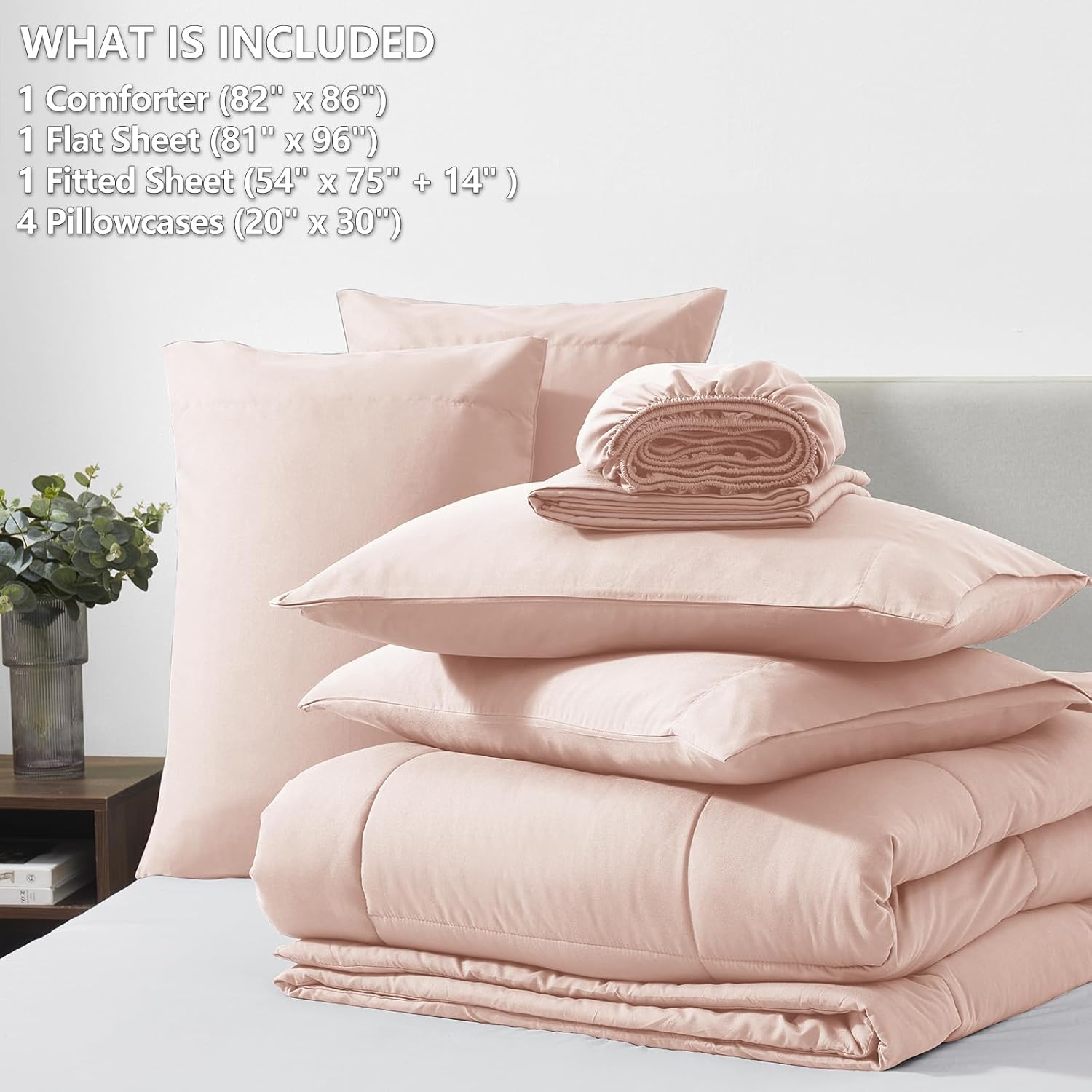 CozyLux Pink Full Size Comforter Set for Girls