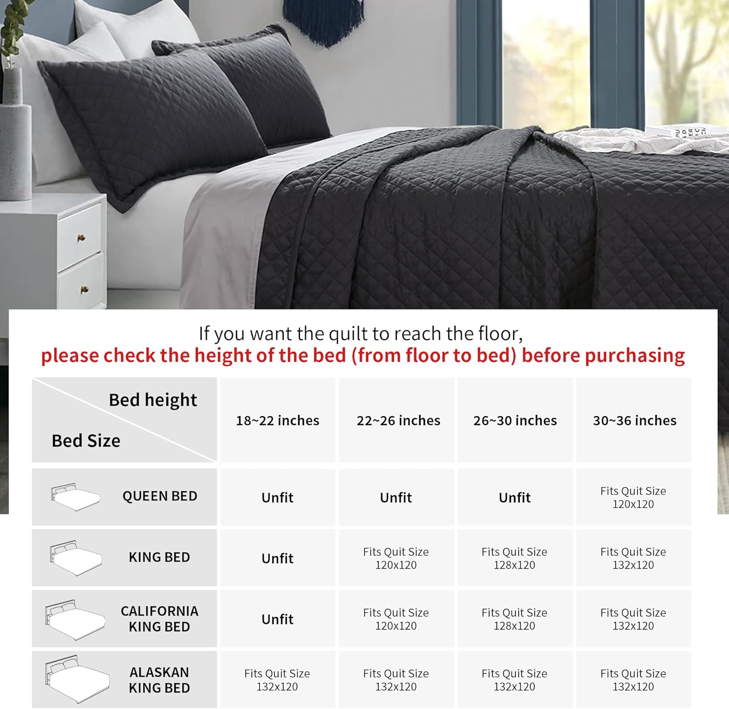 HOMBYS 3 Piece Oversized Quilt Set Comforter Bedspread
