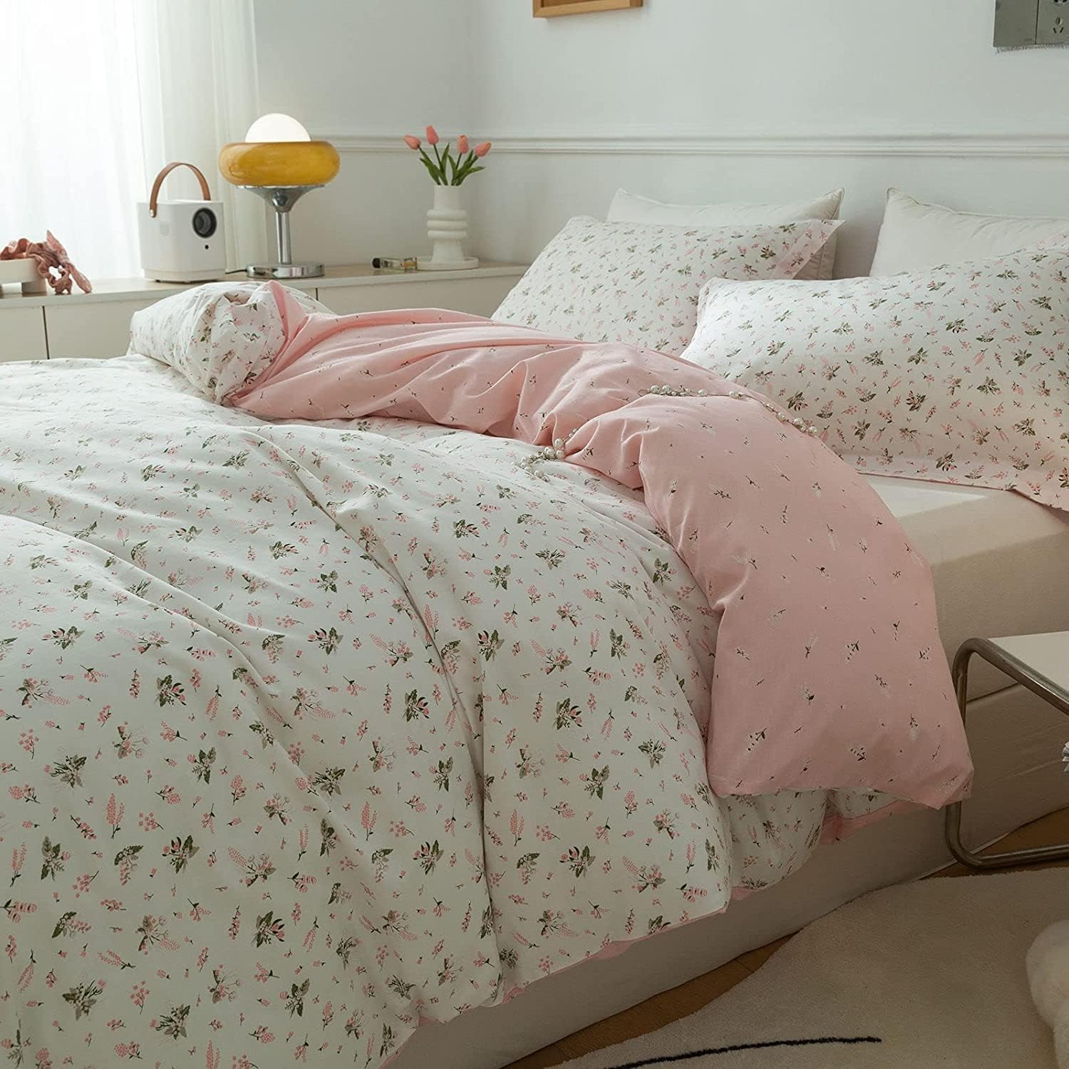 AMWAN Floral Duvet Cover Set Full Size Cotton Garden Kids