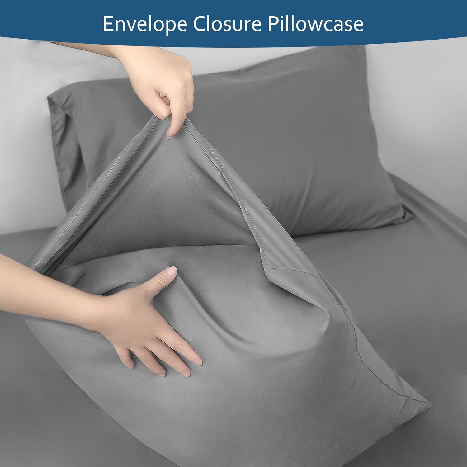 Moonsea Deep Pocket Twin Sheet Set for Air Mattress - 4 Piece Grey
