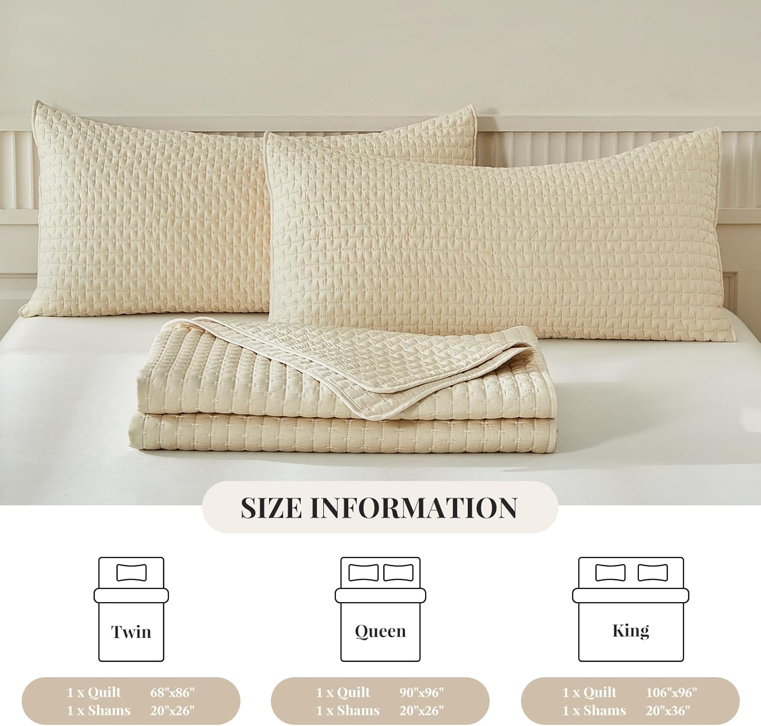 WARMDERN Beige King Quilt Set Cooling Summer Quilt for Hot Sleepers