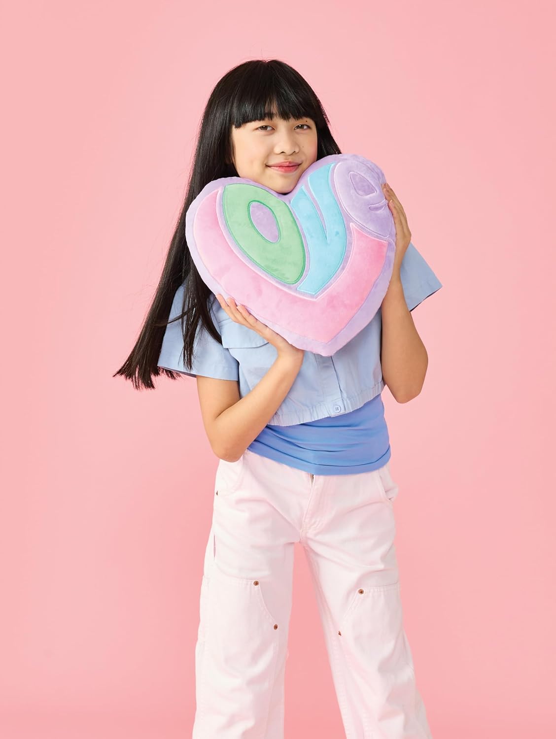 iscream Heart Shaped Love Pillow 13x13 Inch Plush Pastels