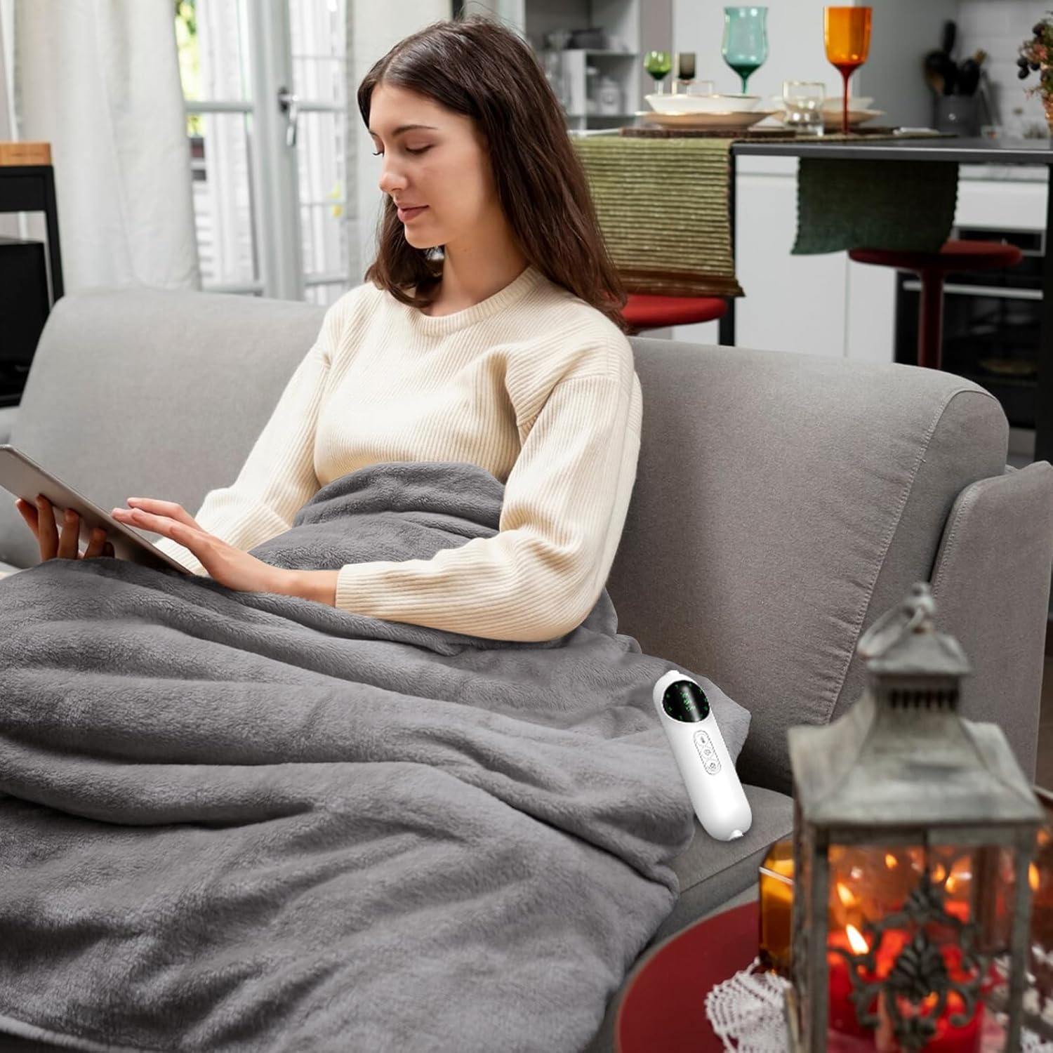 OLIFE Heated Throw Blanket 50x60 Inch 10 Heat Levels 8 Hours Auto-Off