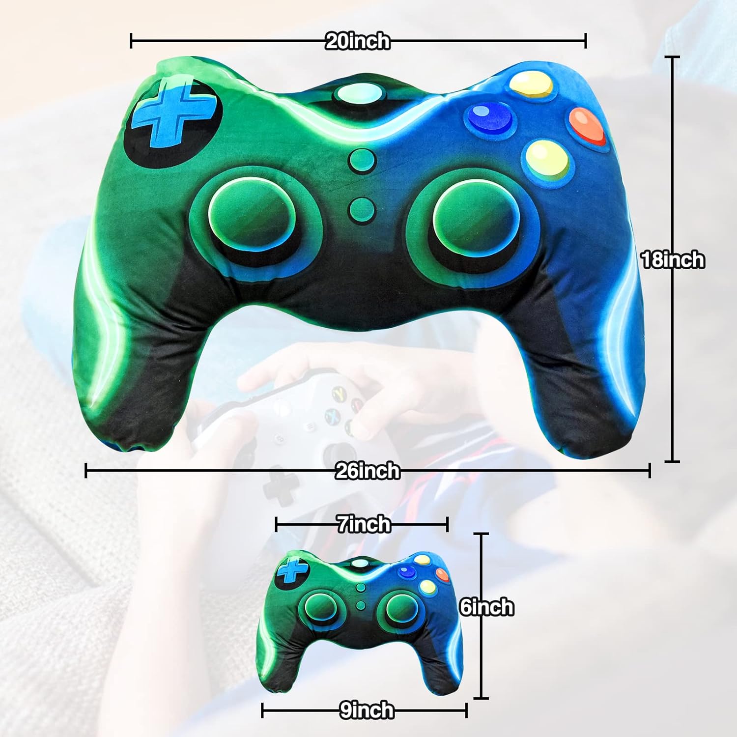 Meeting Story Game Controller Plush Throw Pillow Blue Green Large