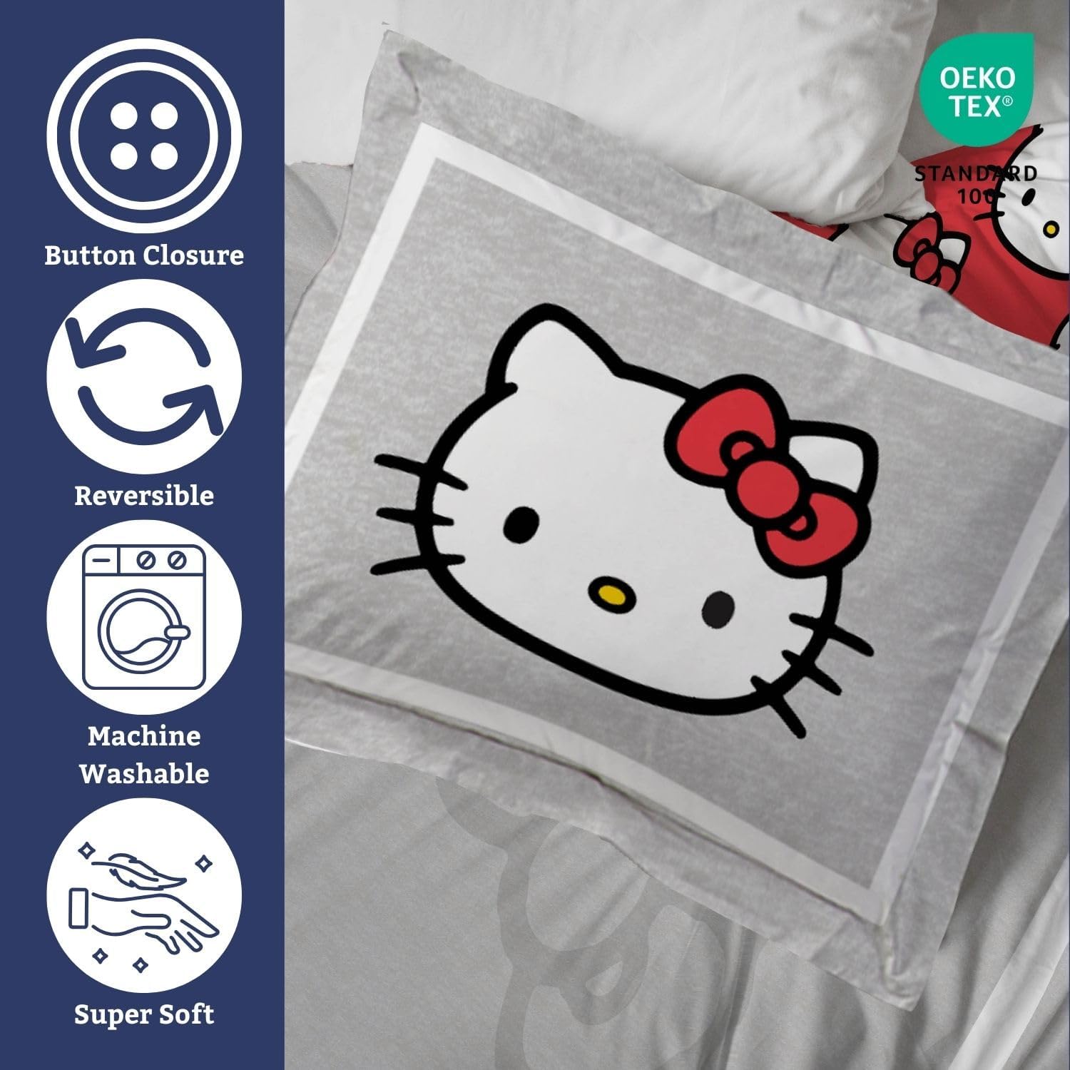 Jay Franco Hello Kitty Duvet Cover Set 3 Piece Queen