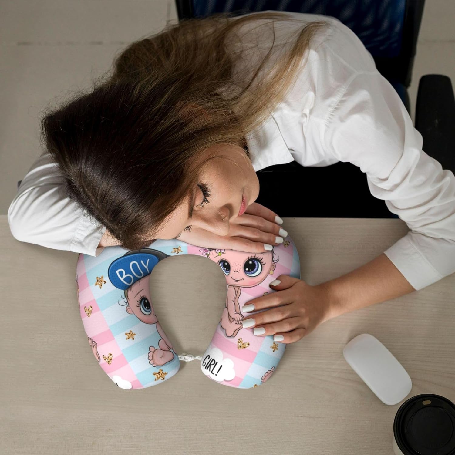 Memory Foam Travel Neck Pillow with Velvet Cover