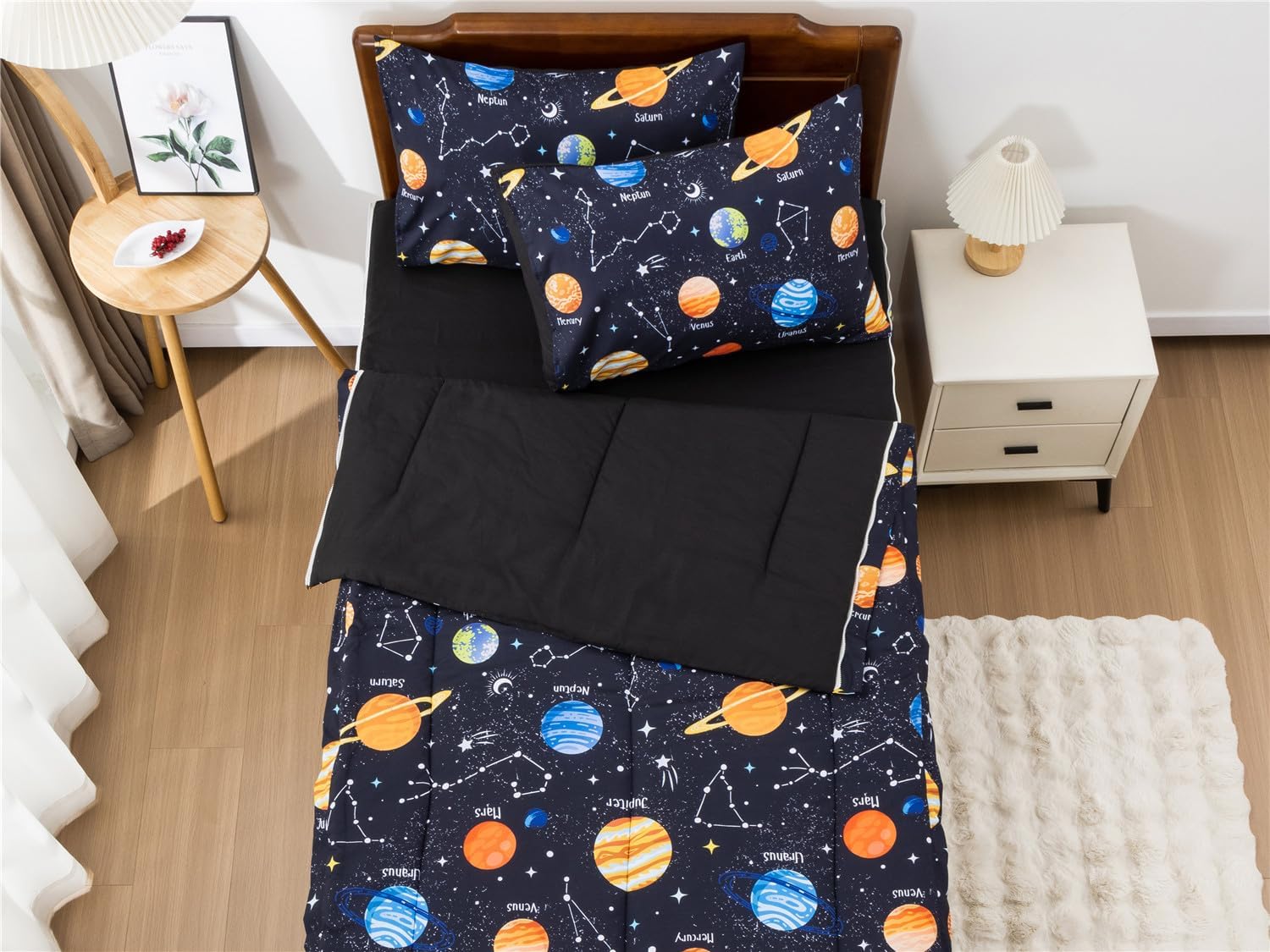 NTBED Galaxy Printed Zipper Comforter Set Twin Navy Blue 1
