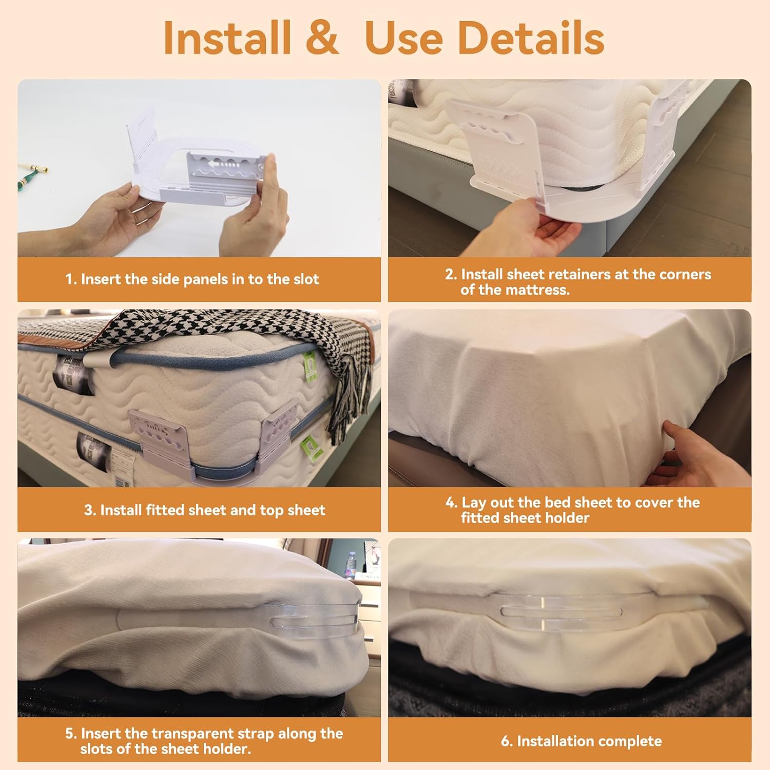 Adjustable Bed Sheet Holder with Lock Strap for Firm Fit