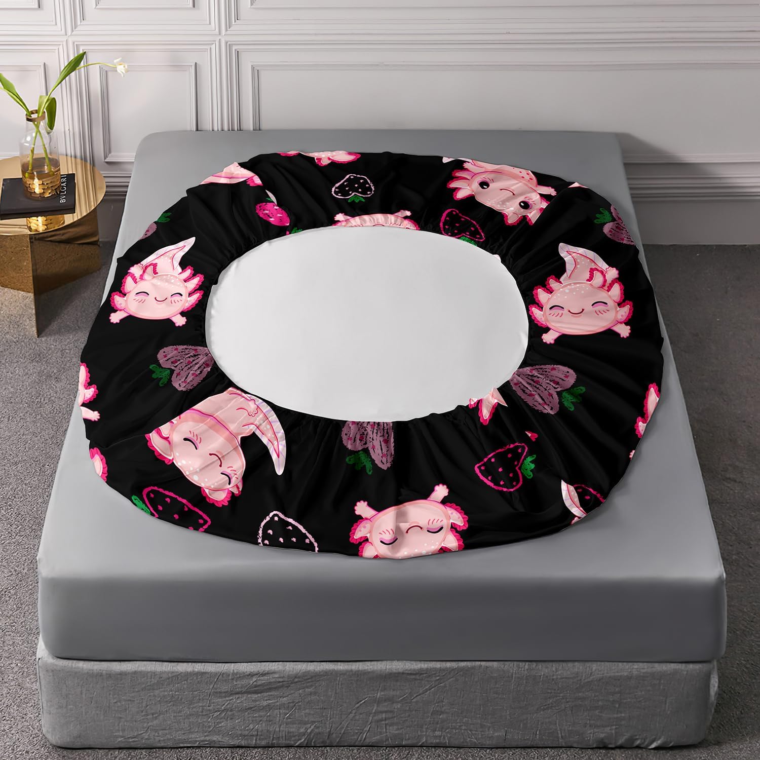UEVBF Cute Axolotl Bed Set Twin Size Pink