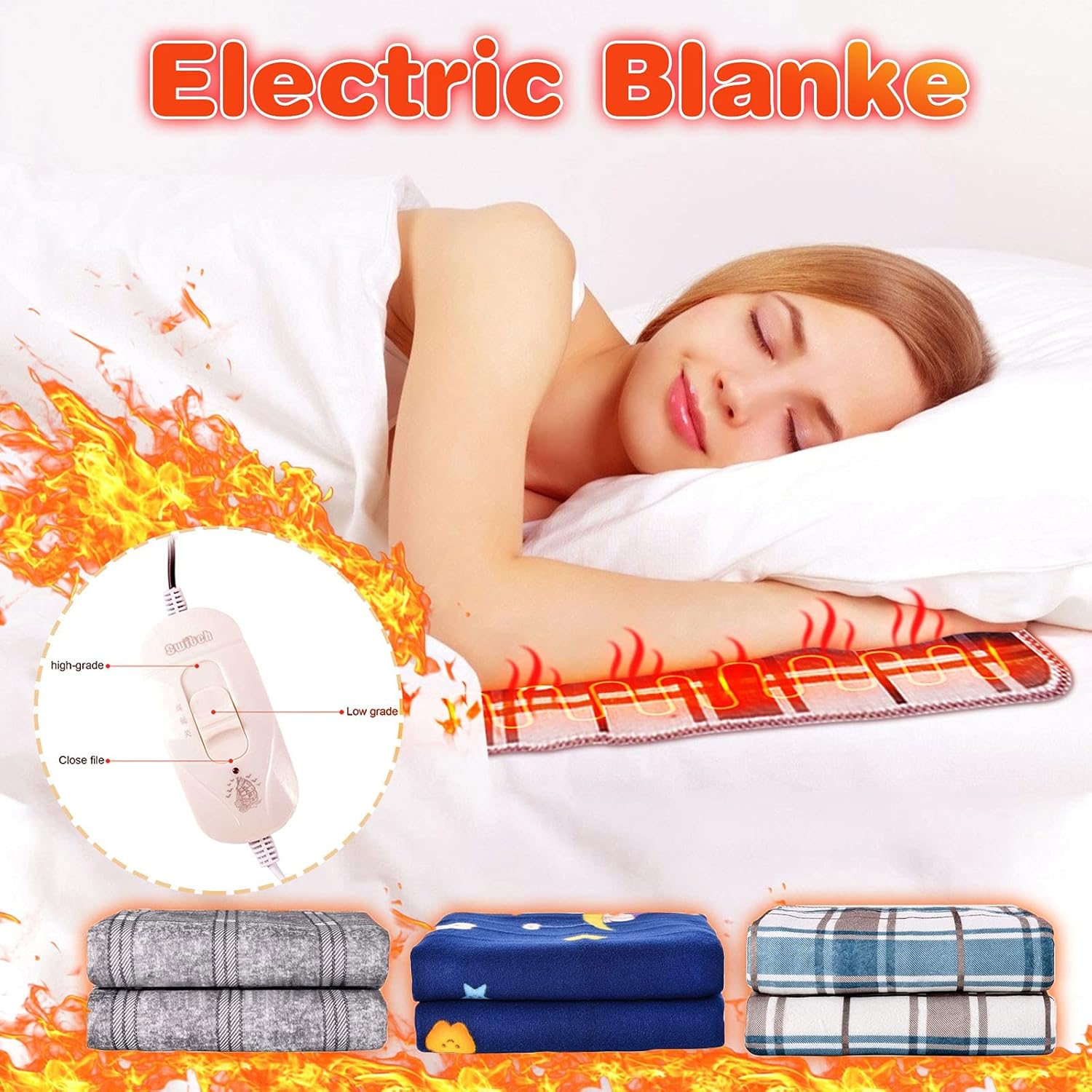 Lovskoo Soft Flannel Heated Plaid Throw Blanket for Travel