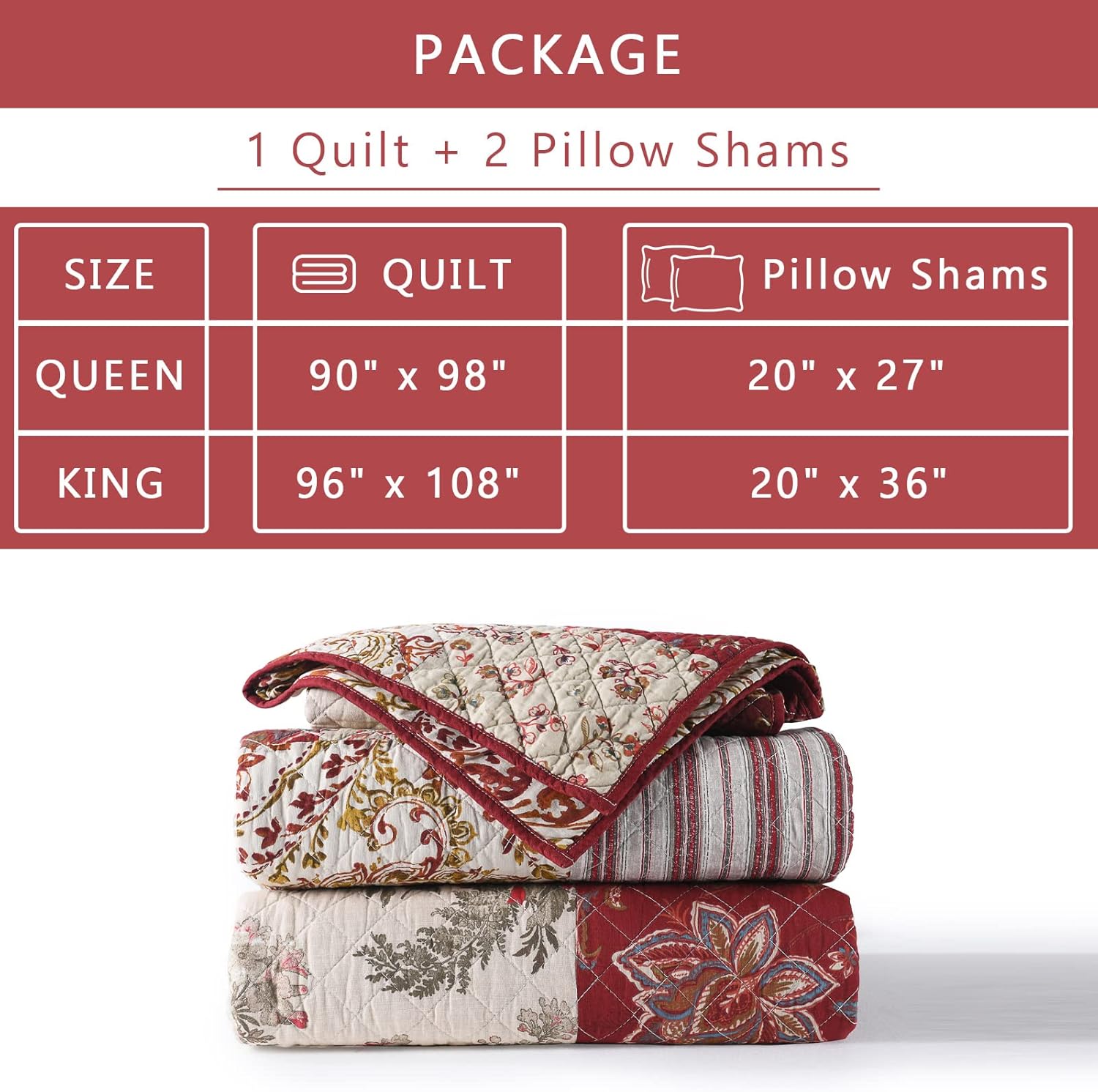 Yvooxny Queen Quilt Set with Patchwork Design 1