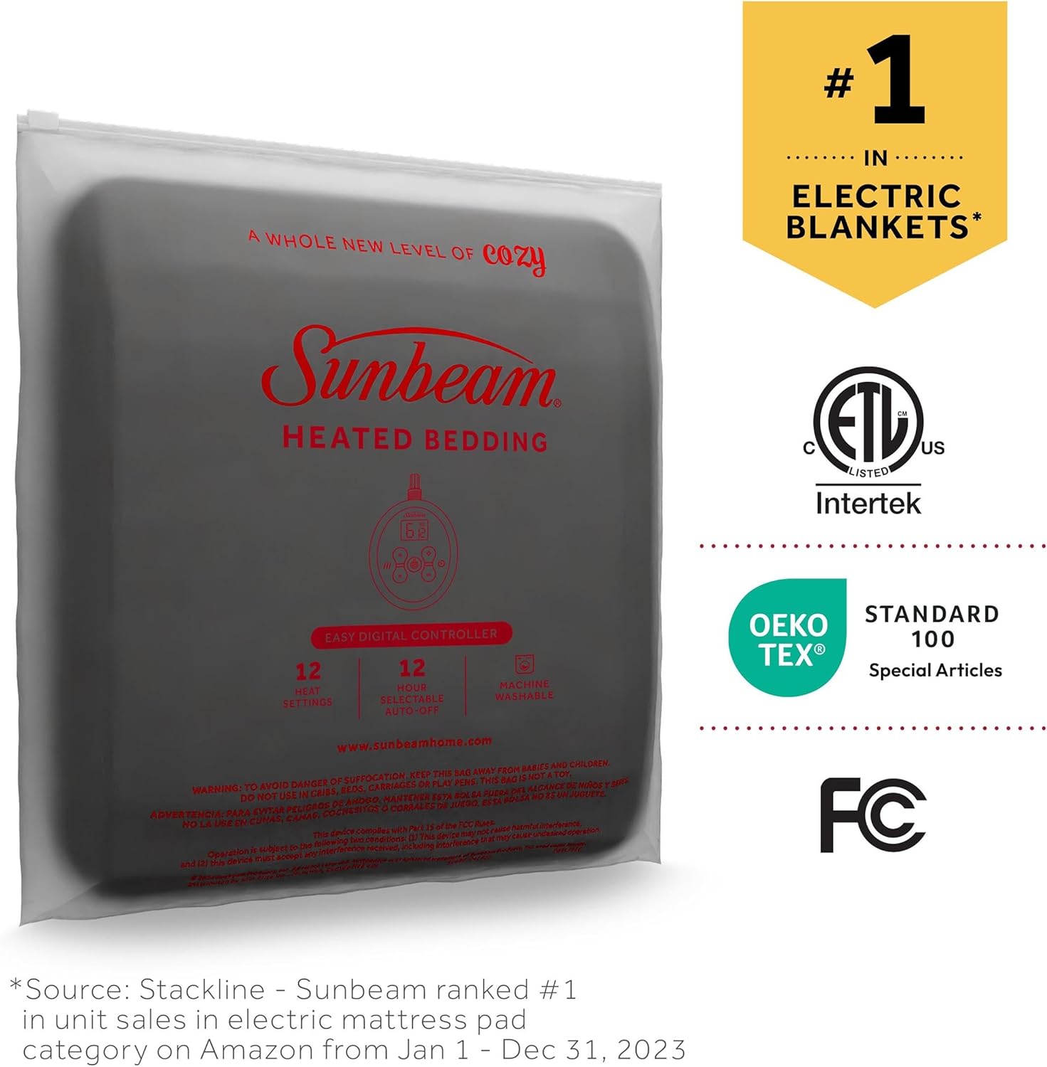 Sunbeam Royal Ultra Fleece Heated Electric Blanket Queen Size 1