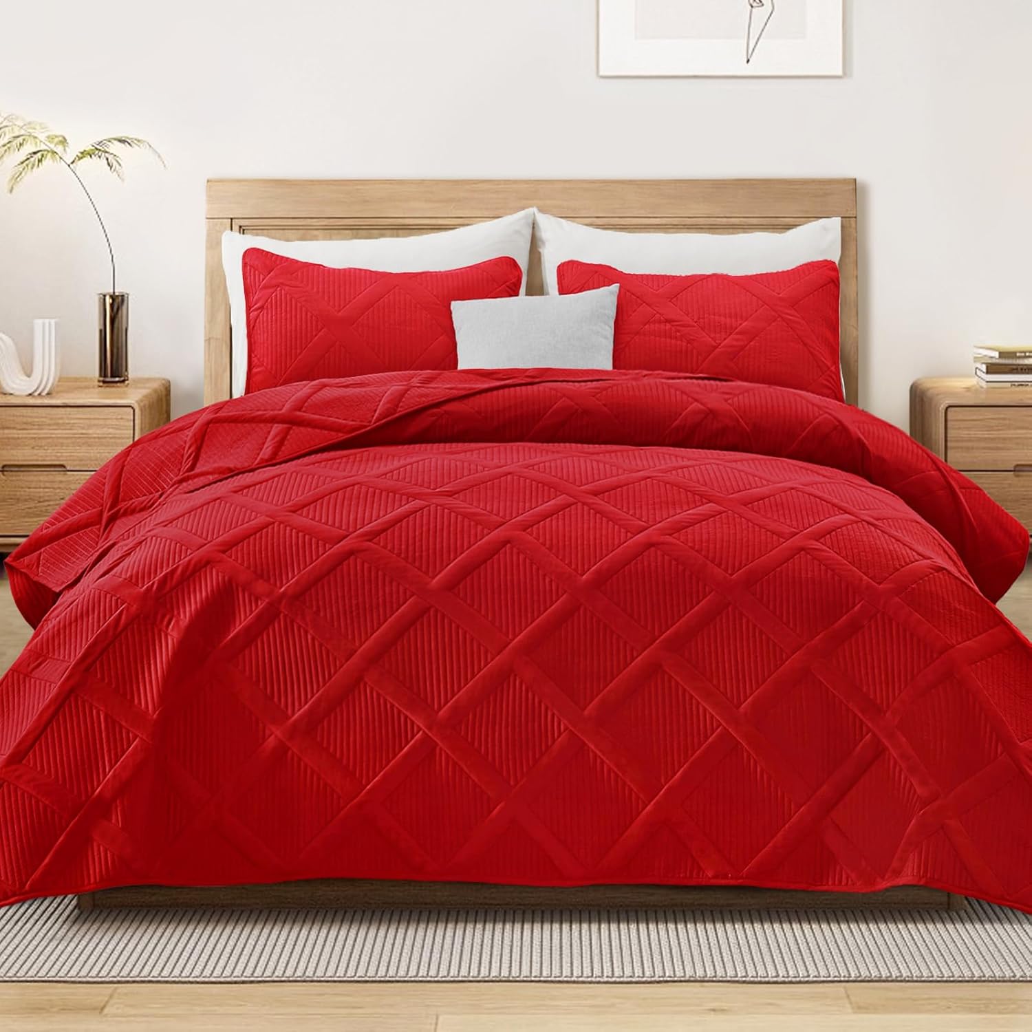 Exclusivo Mezcla King Size Quilt Set with Modern Striped Pattern