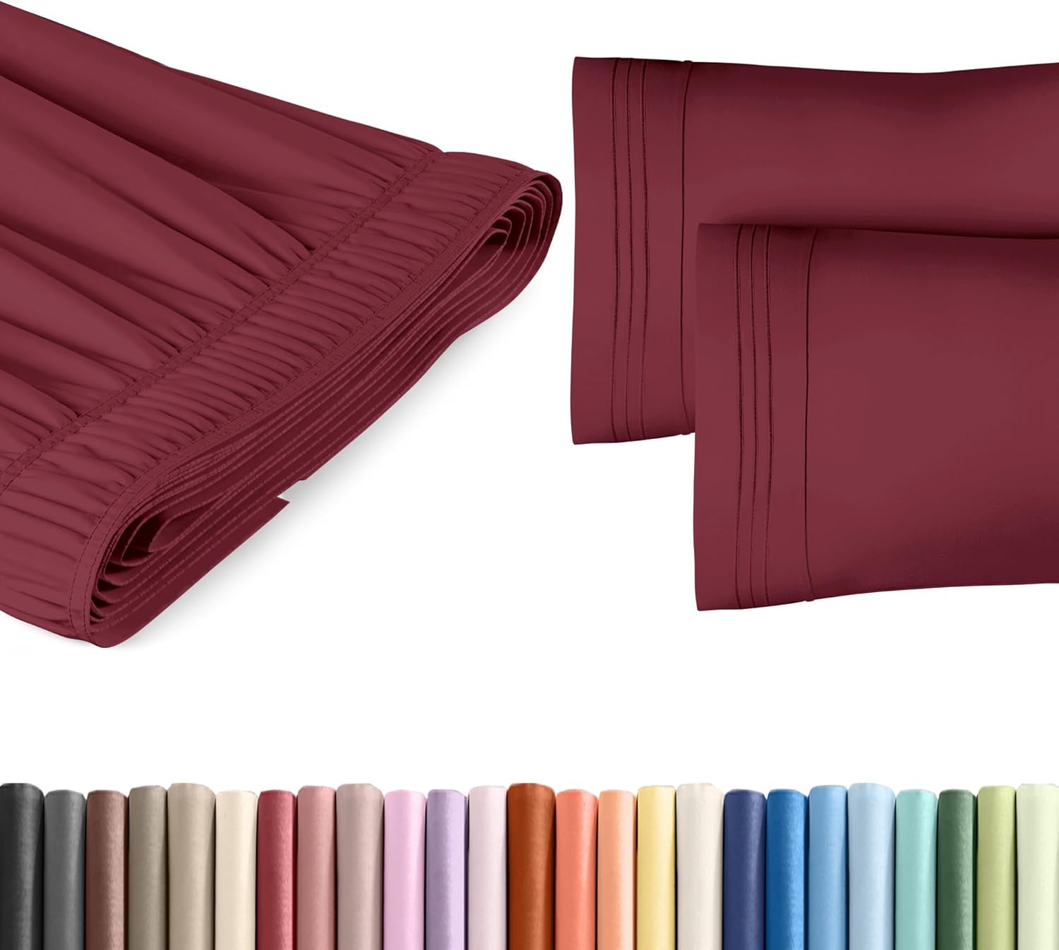 CGK Unlimited Wrap Around Dust Ruffle Bed Skirt Set - Burgundy