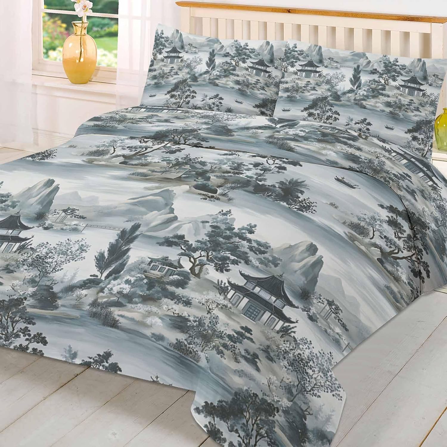 Boanket 3-Piece Queen Duvet Set with Zipper Modern Art Retro Design