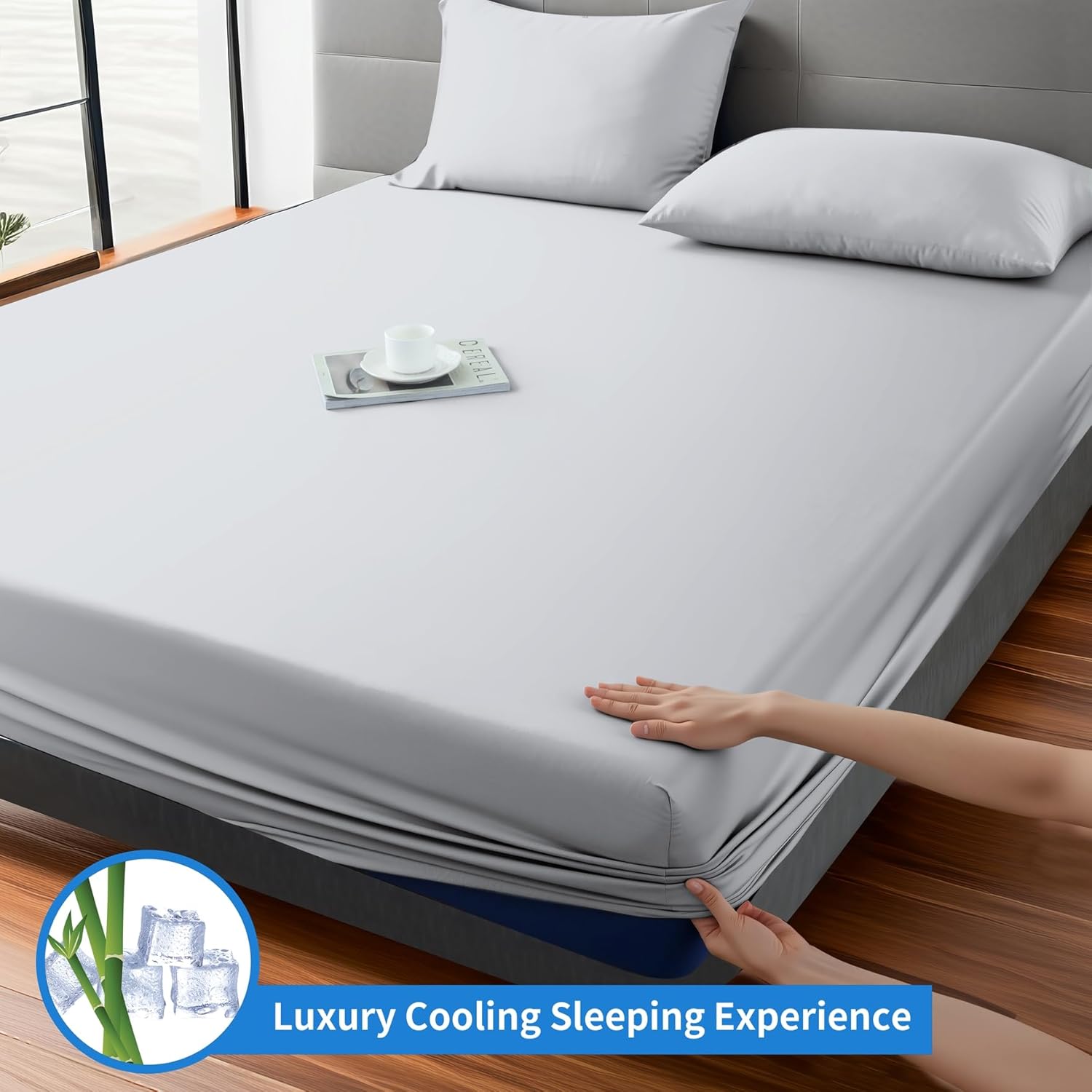 ShunjieHome Bamboo Viscose Fitted Sheet Cal King