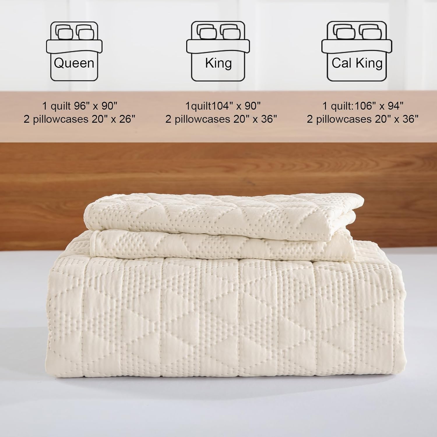 DJY Beige Queen Quilt Set with Pillow Shams