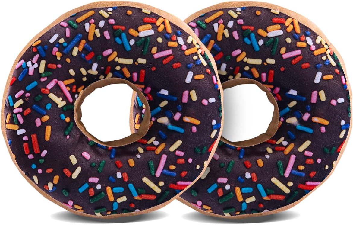 HYSEAS 14 Inch Chocolate Donut Throw Pillow 2 Pack