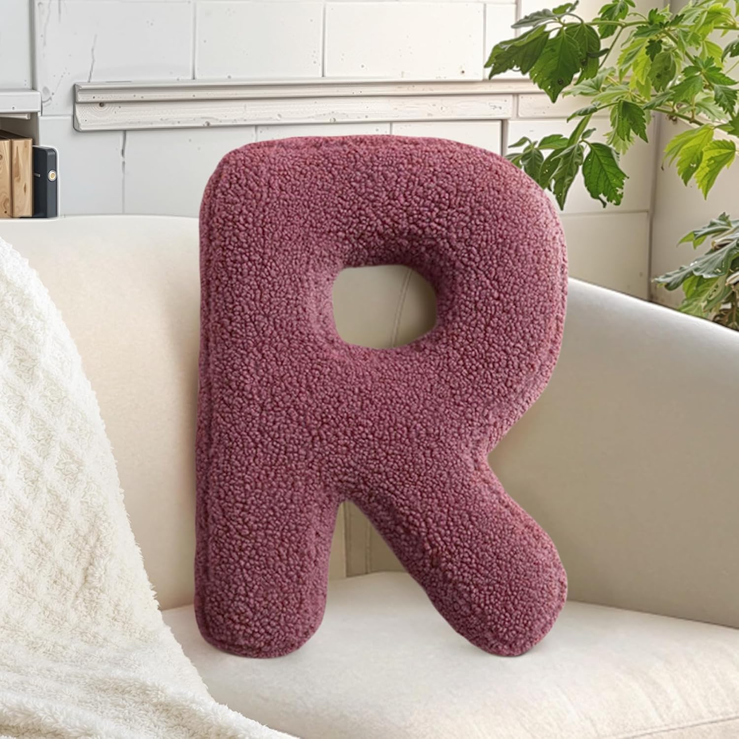 Huraty Green R Letter Throw Pillow Cushion