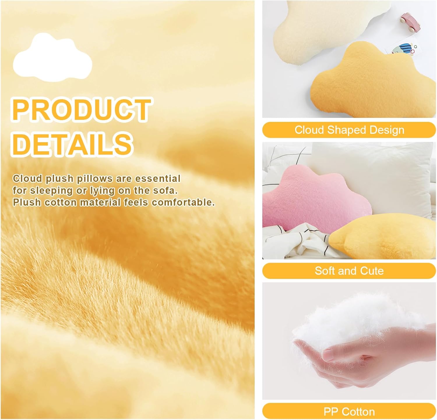 TESICA Cloud Shaped Throw Pillow Cute Decorative Cushion