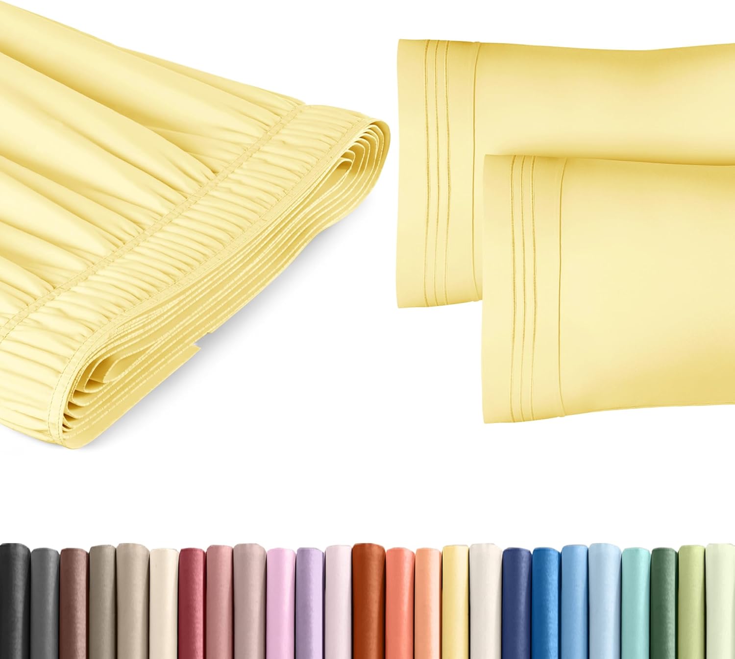 CGK Unlimited Wrap Around Bed Skirt 2 Pillowcases Bundle - Yellow
