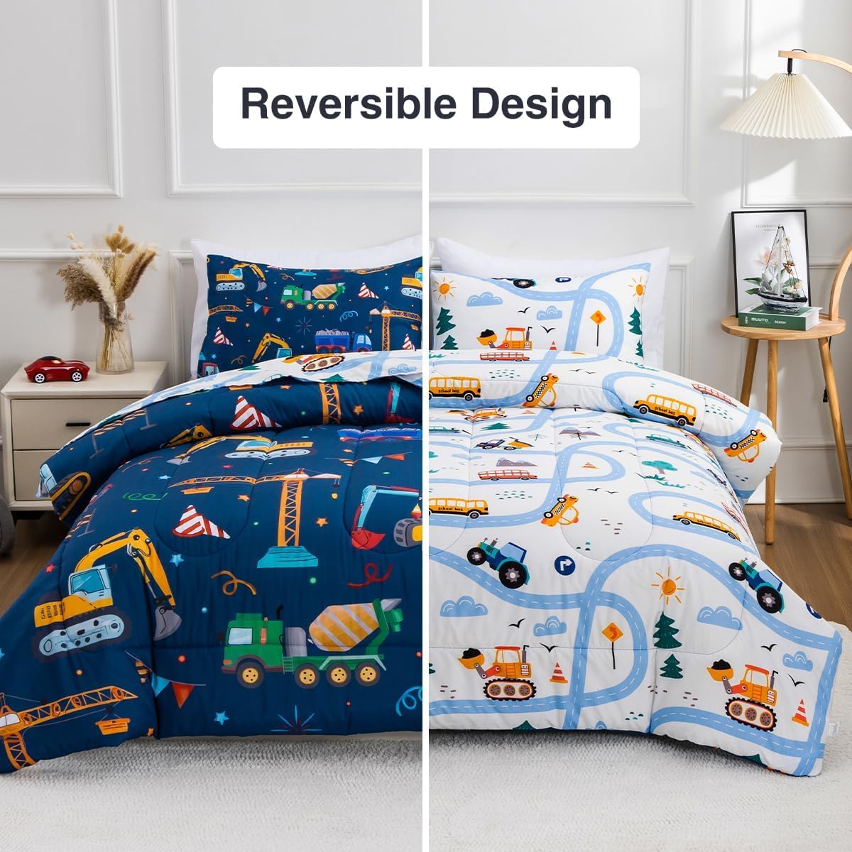 Holawakaka Boys Cartoon Truck Comforter Set