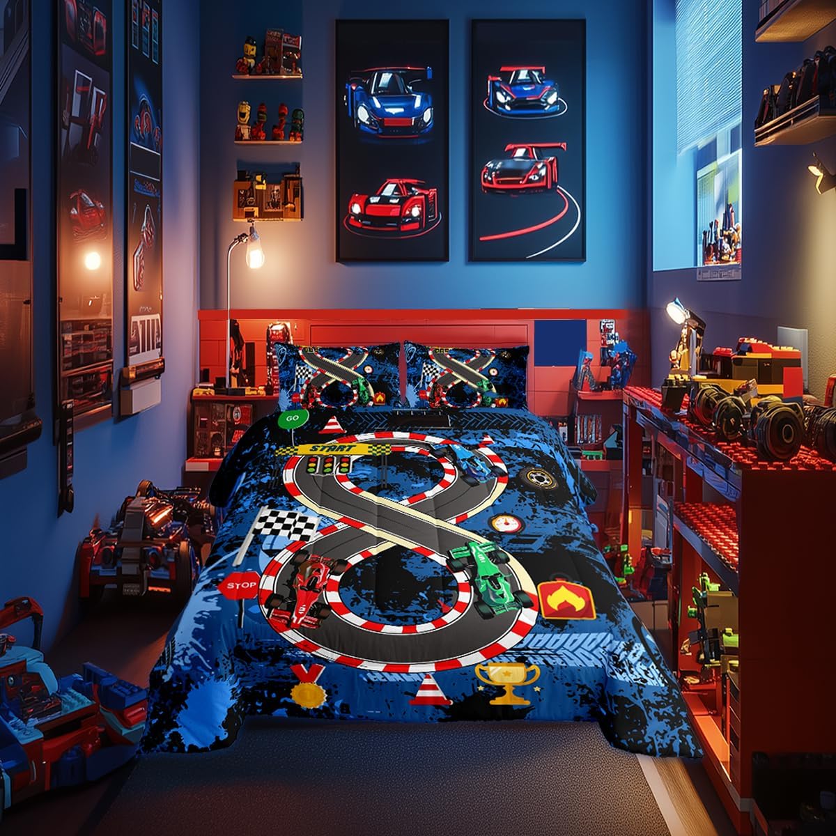 Racing Track Cars Bed Set for Boys and Men