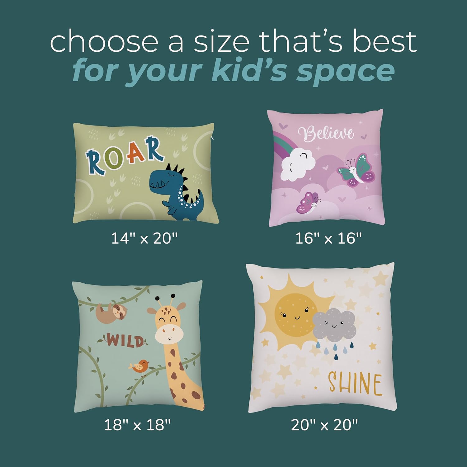 Kids Weather Throw Pillow - 16 x 16 Double-Sided