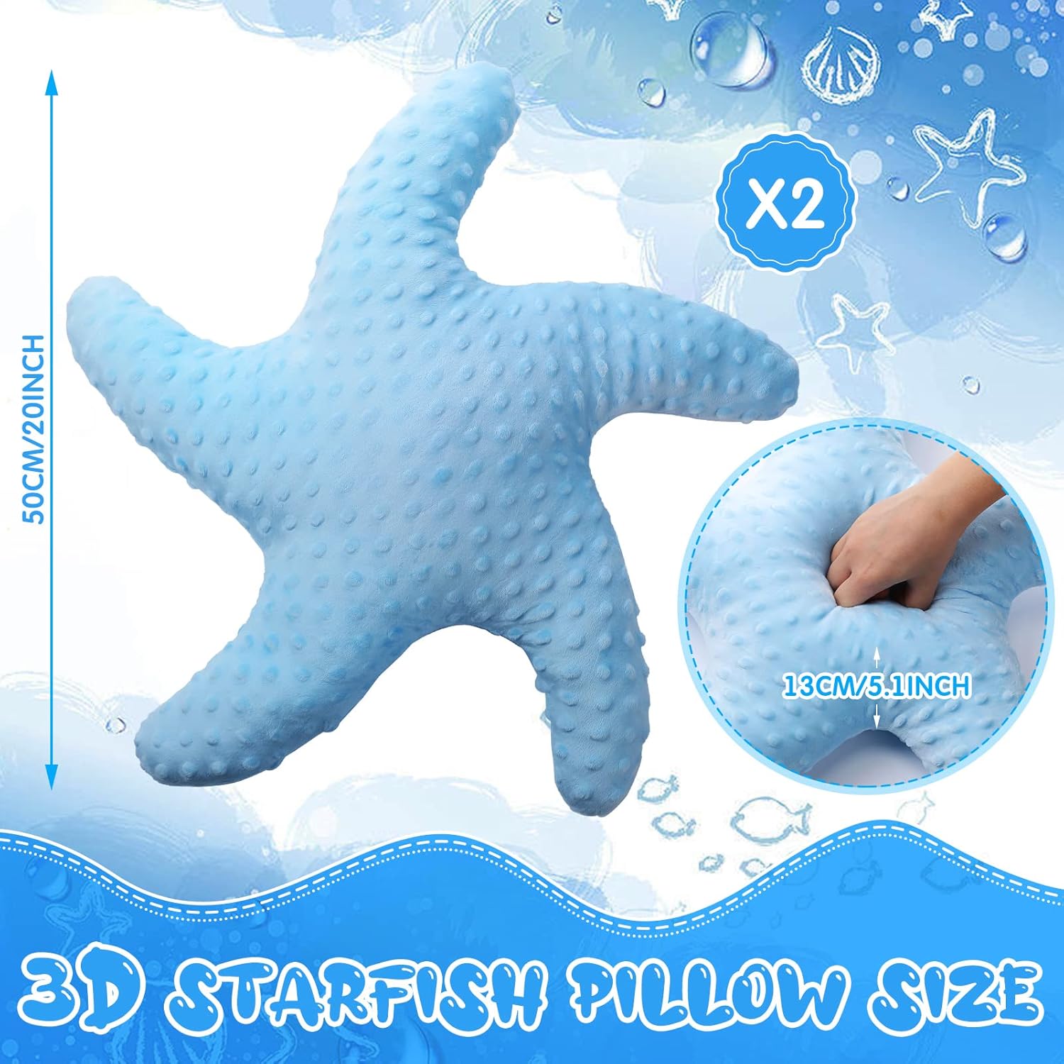 Fumete Starfish Throw Pillow 20 Blue 2 Pcs