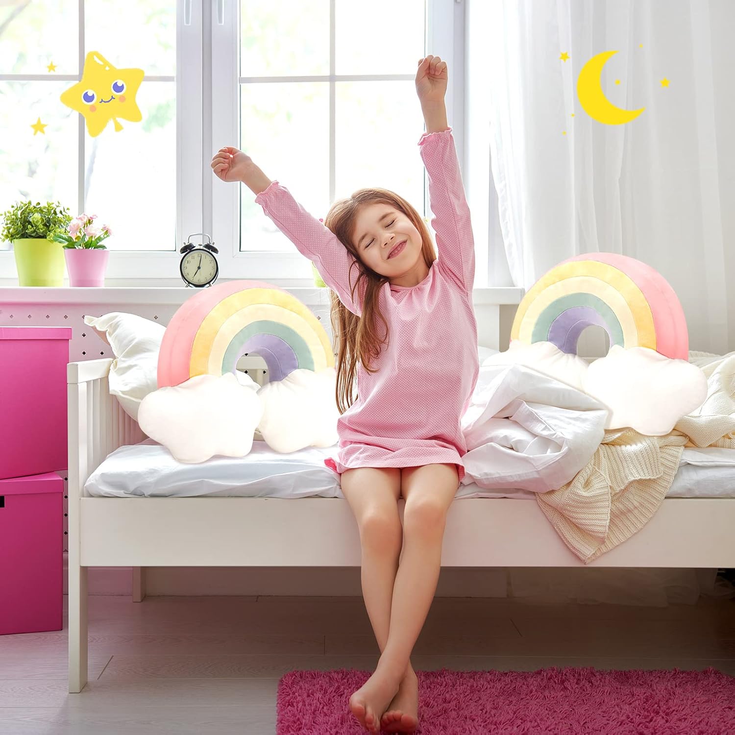 Queekay 21 Inch Rainbow Shaped Throw Pillow Set