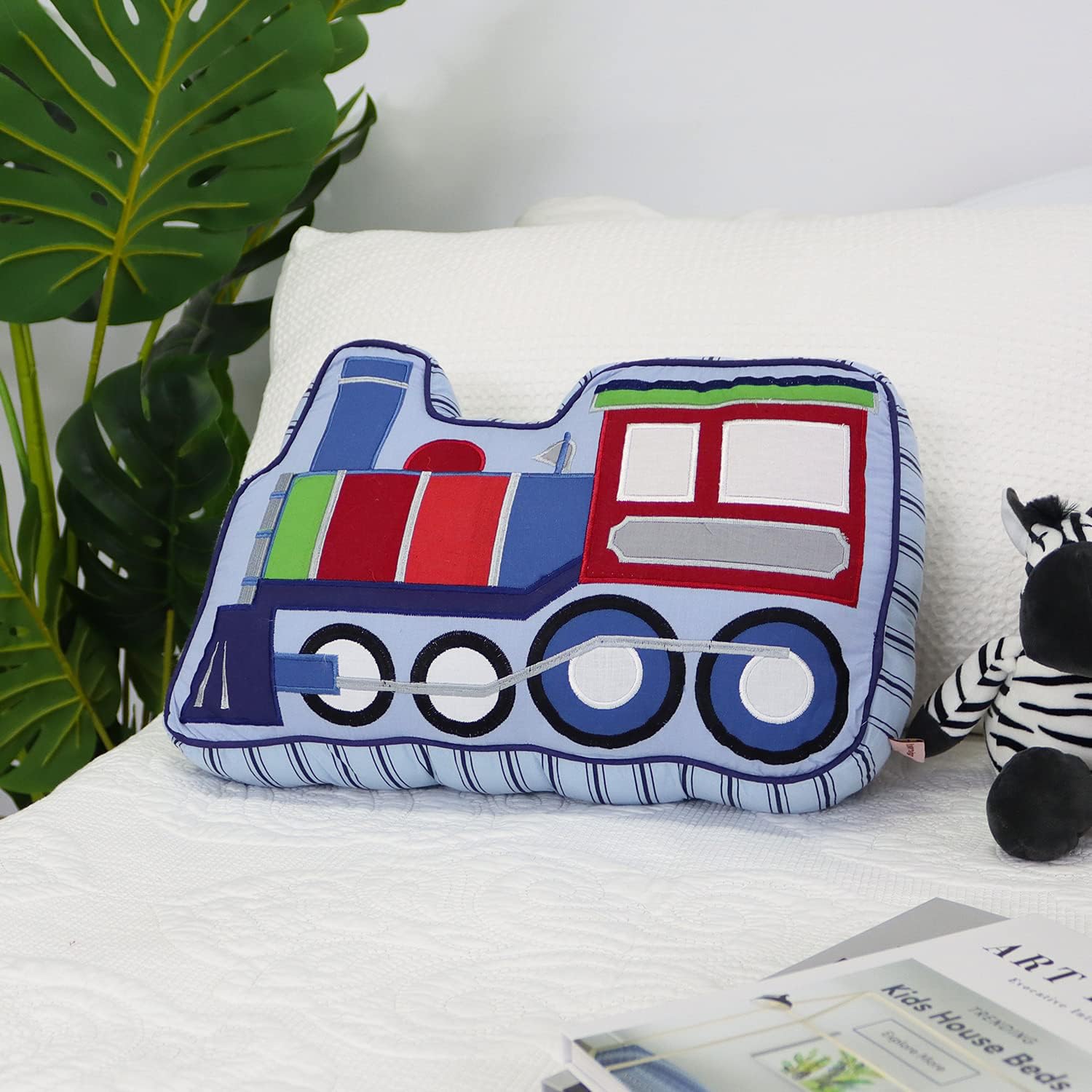 Brandream Train Shaped Throw Pillow for Kids Boys Bedroom