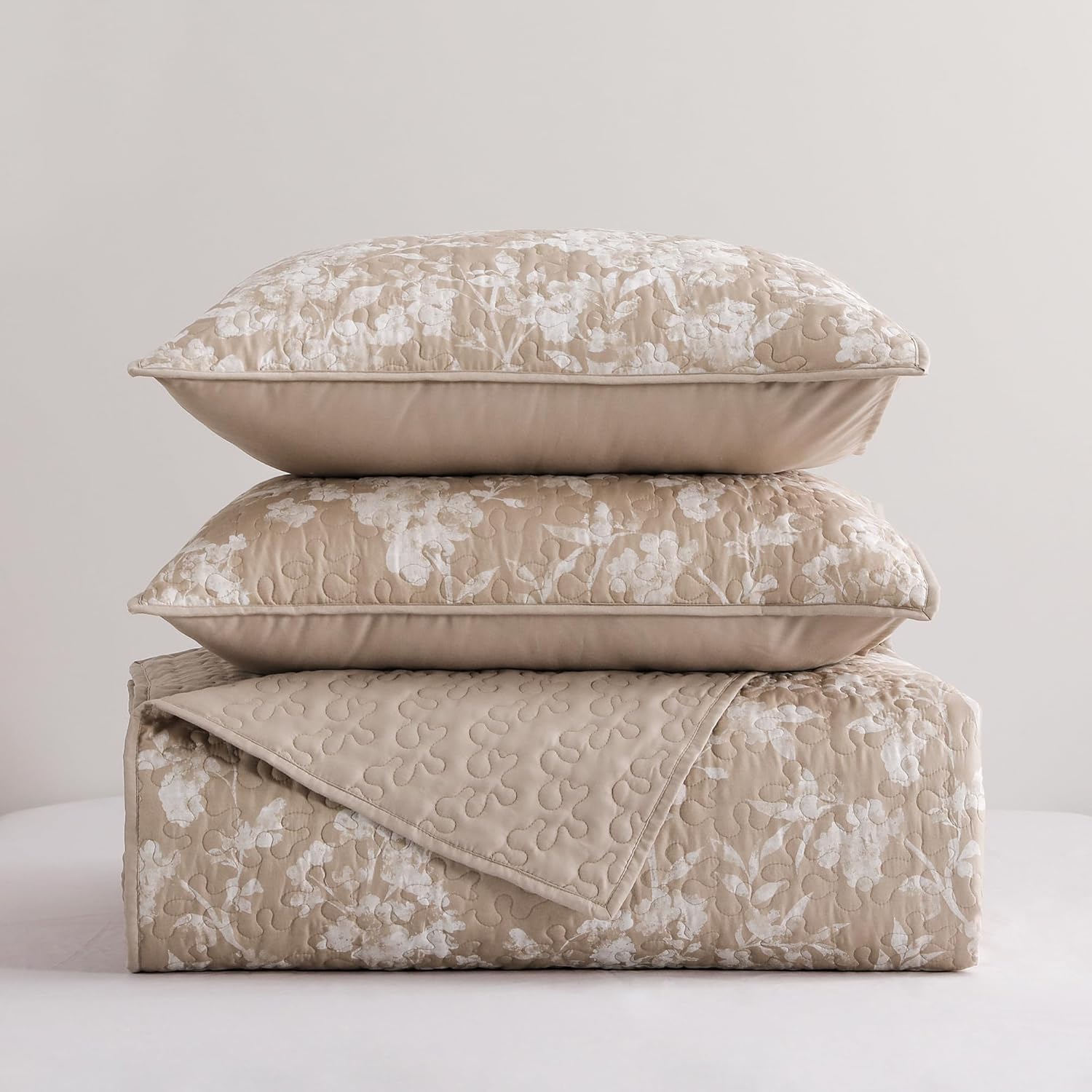 SHALALA Floral Quilt Set Queen Size Reversible