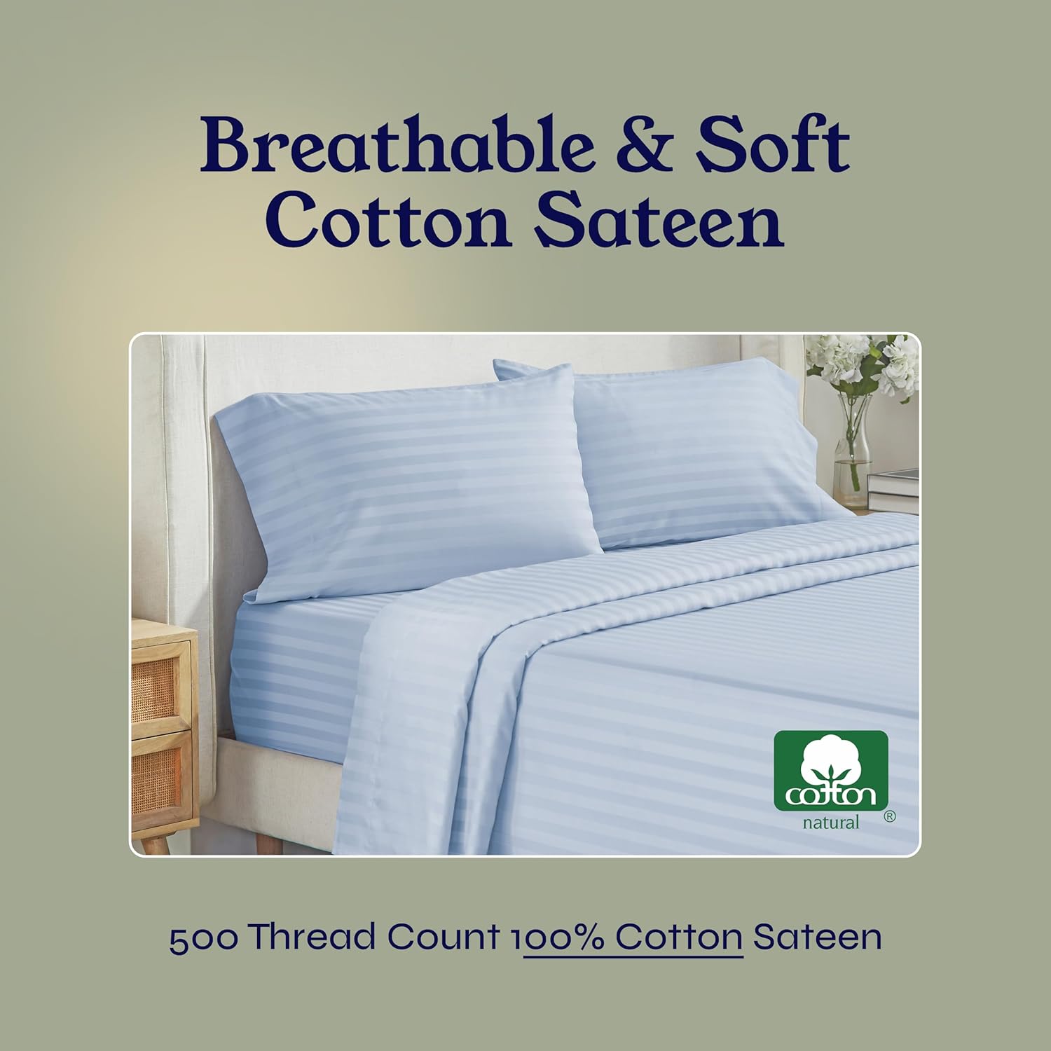 California Design Den - Luxe 500 Thread Count Twin XL Cooling Damask Sheets