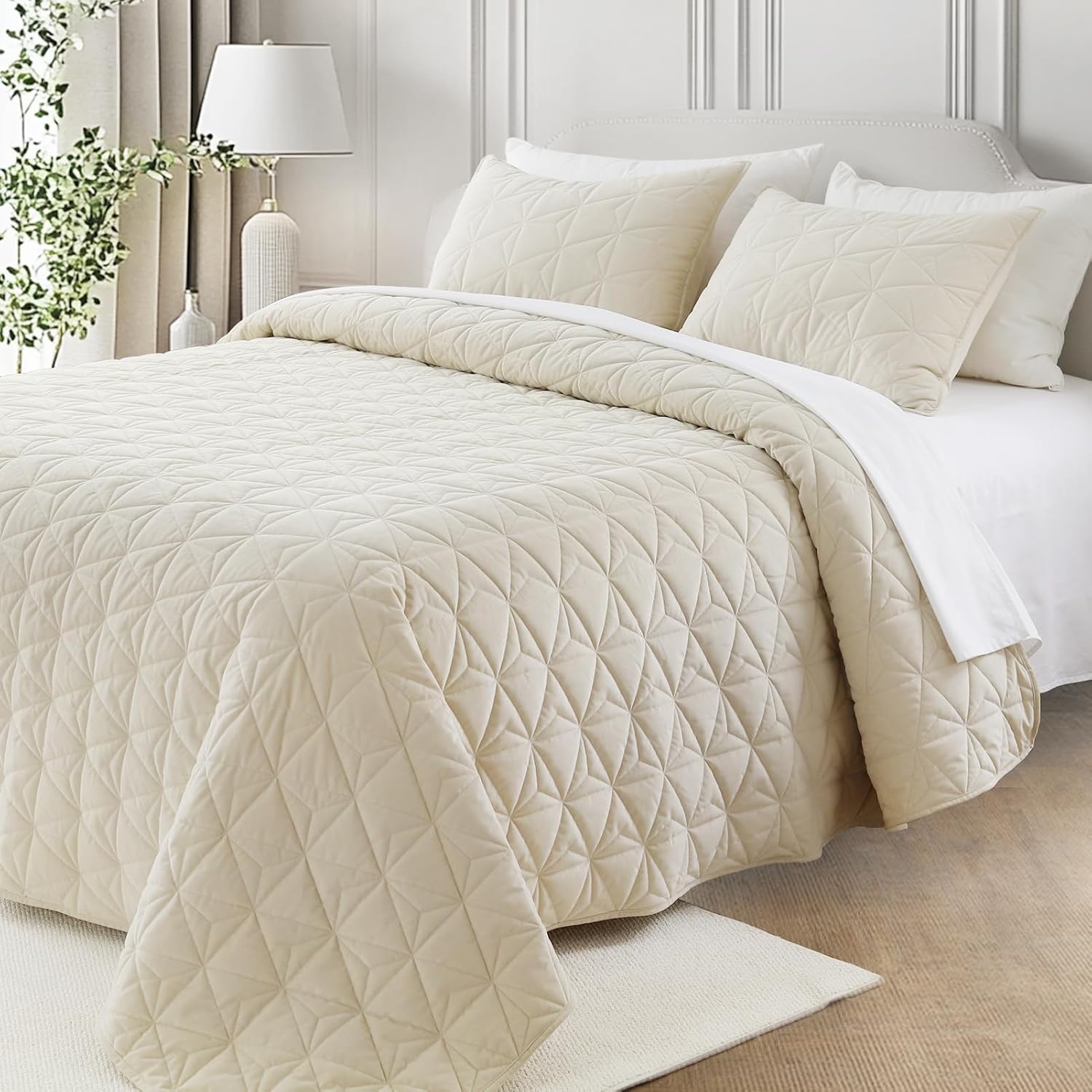Queen Luxury Velvet Quilt Set with 2 Pillow Shams 1