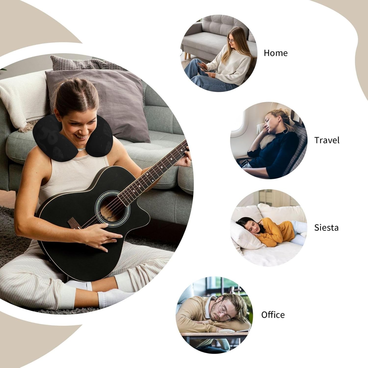 Memory Foam Velvet Travel Neck Pillow for Airplane Car Home Use
