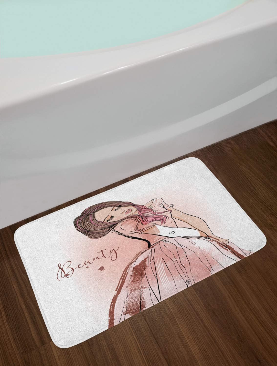 Ambesonne Beauty Bath Mat - Dreamy Girl Plush Decor