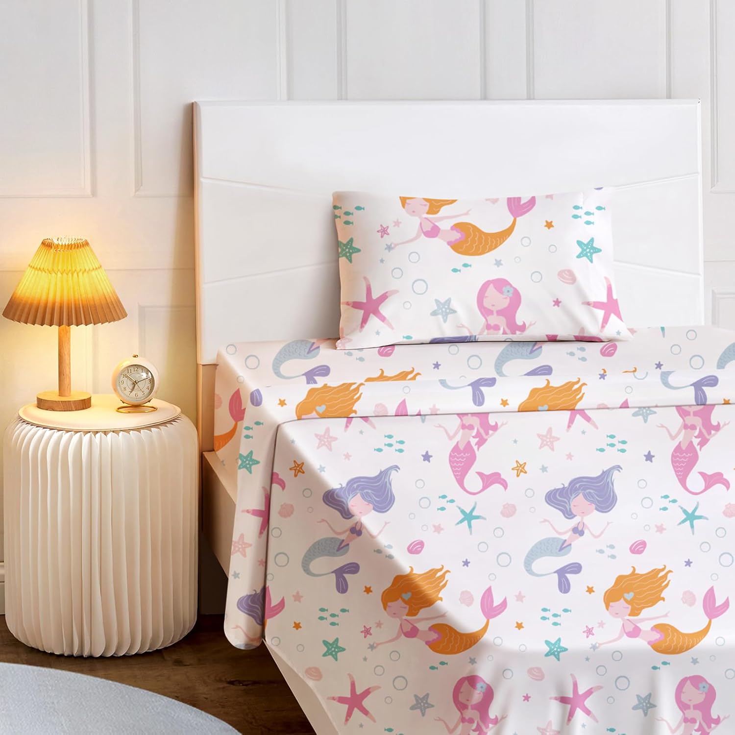 BYSURE Twin Sheets Set Mermaid Pink 3 Piece Deep Pocket
