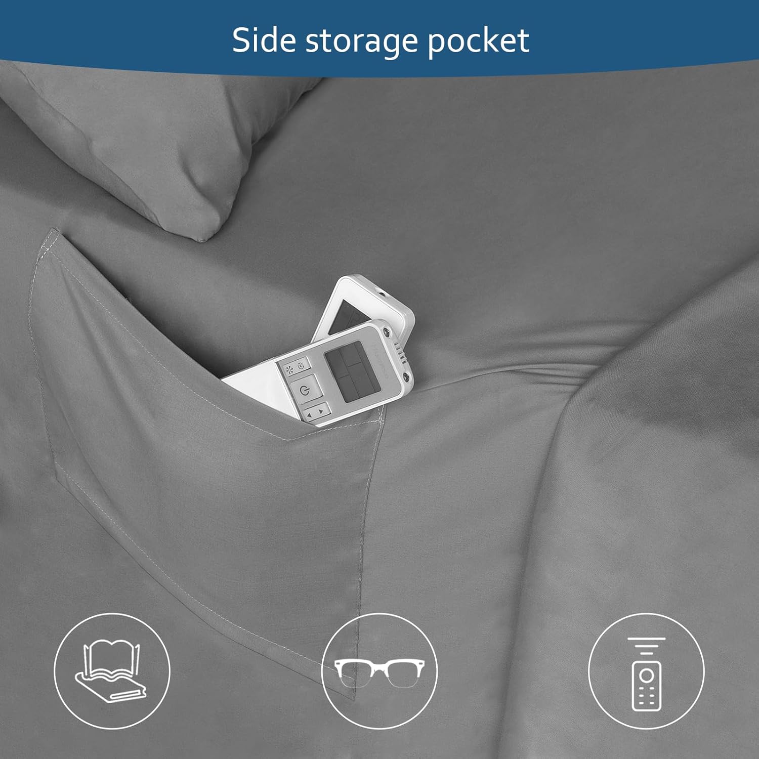 Moonsea Deep Pocket Twin Sheet Set for Air Mattress - 4 Piece Grey