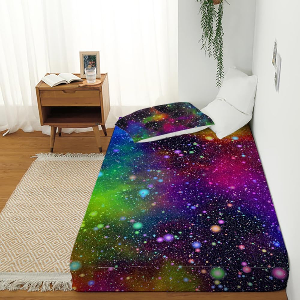 NiuOne Galaxy Rainbow Space Sheet Set Twin 2PCS with Pillowcase