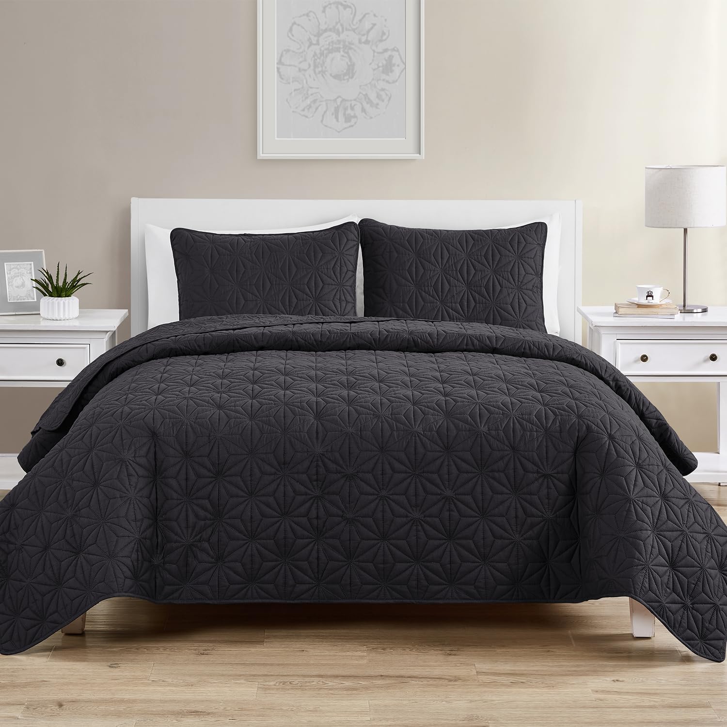VCNY Home Full Queen Quilt Set with Shams - Kaleidoscope Grey