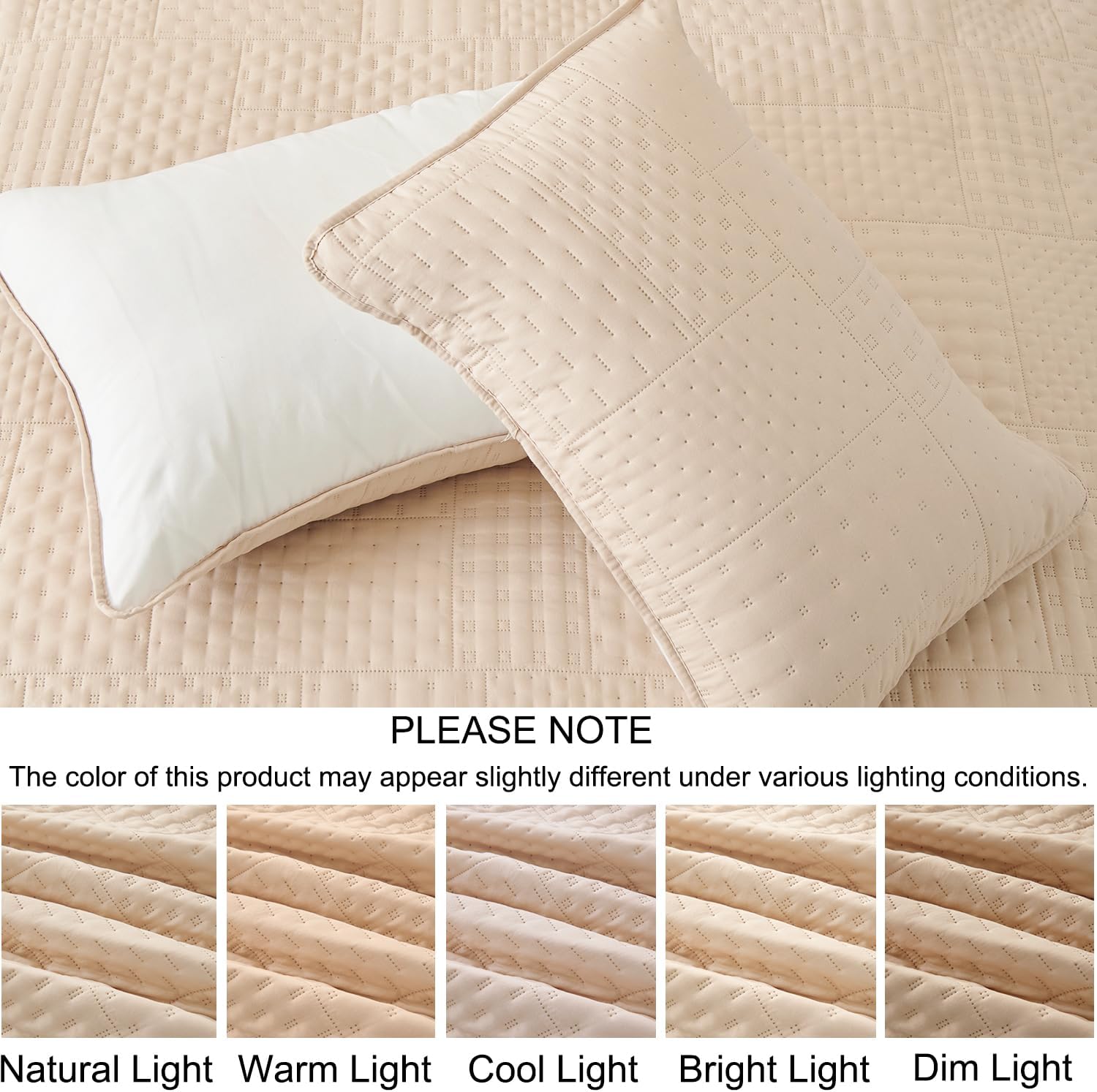 Cmfshape Queen Quilt Set - 3 Pieces Reversible Ultrasonic Quilt