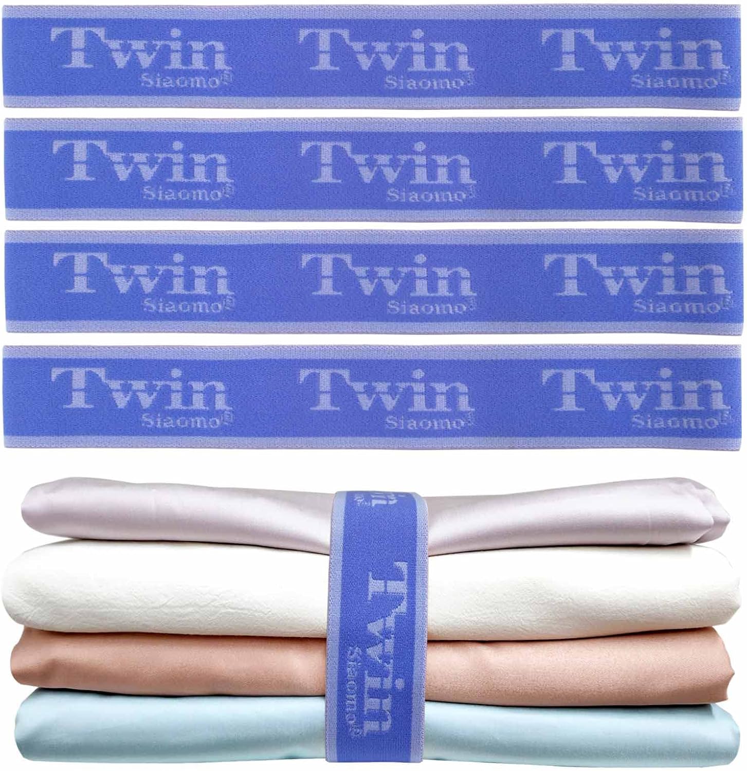 Siaomo Bed Sheet Organizer Bands - Twin 4PCS Blue