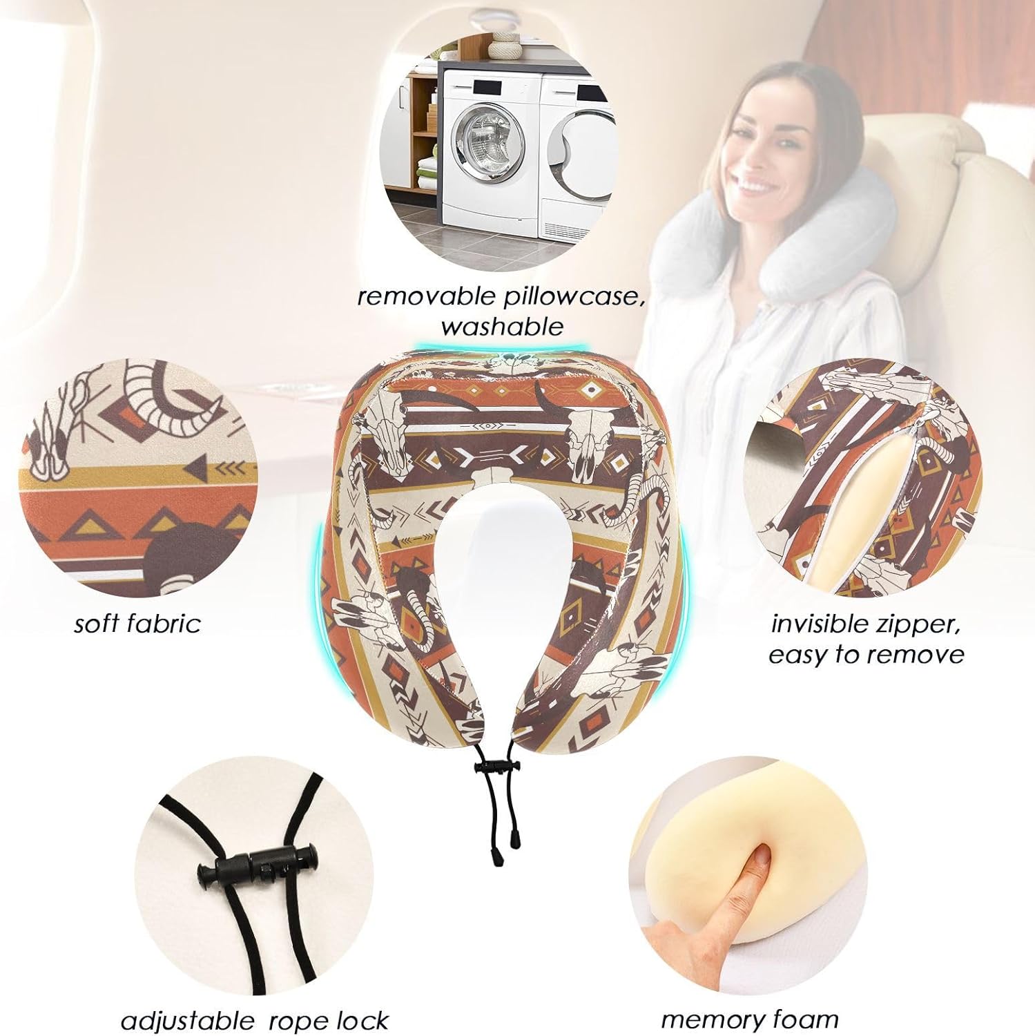 Burbuja Western Aztec Neck Pillow for Travel