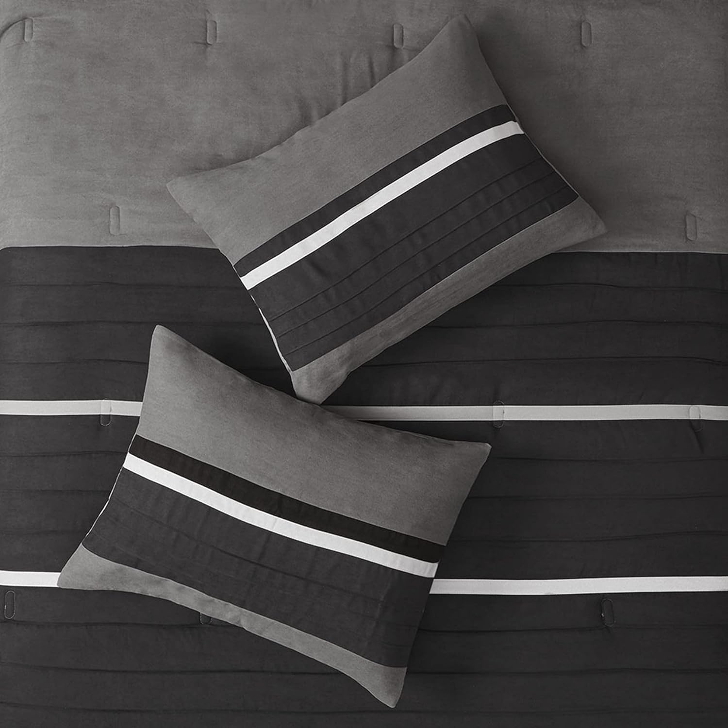 Madison Park Palmer Comforter Set - Faux Suede Black Queen 7 Piece