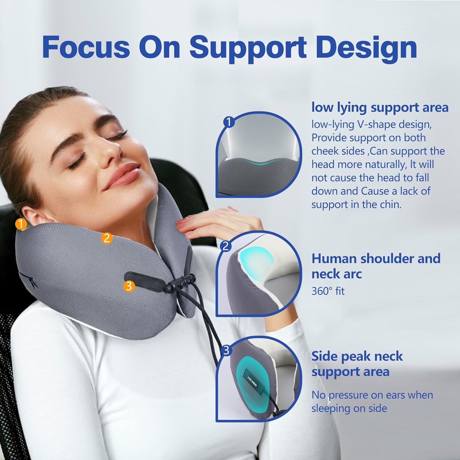 Cozyhealth Memory Foam Travel Neck Pillow for Airplane and Car Use